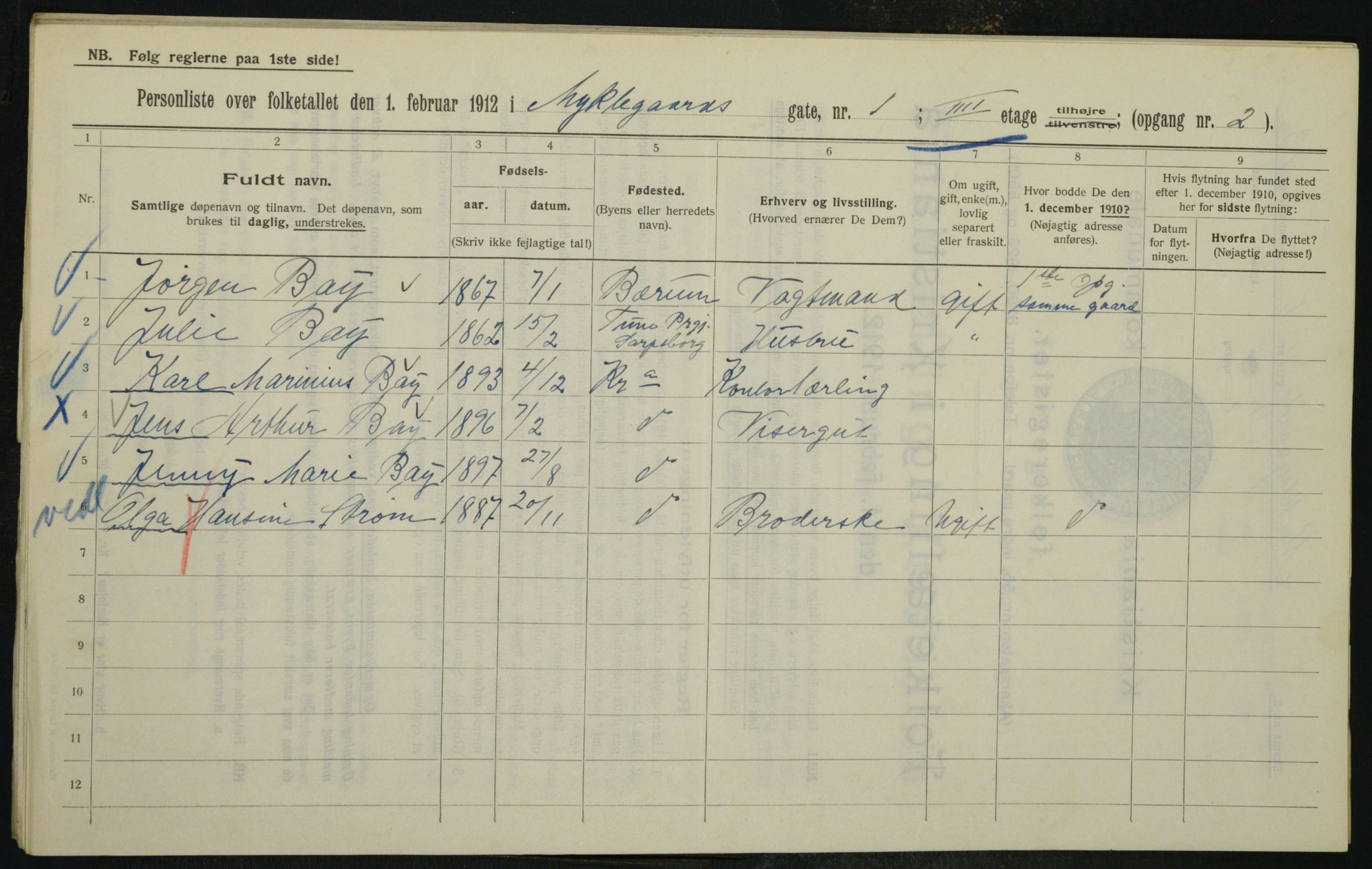 OBA, Municipal Census 1912 for Kristiania, 1912, p. 68713