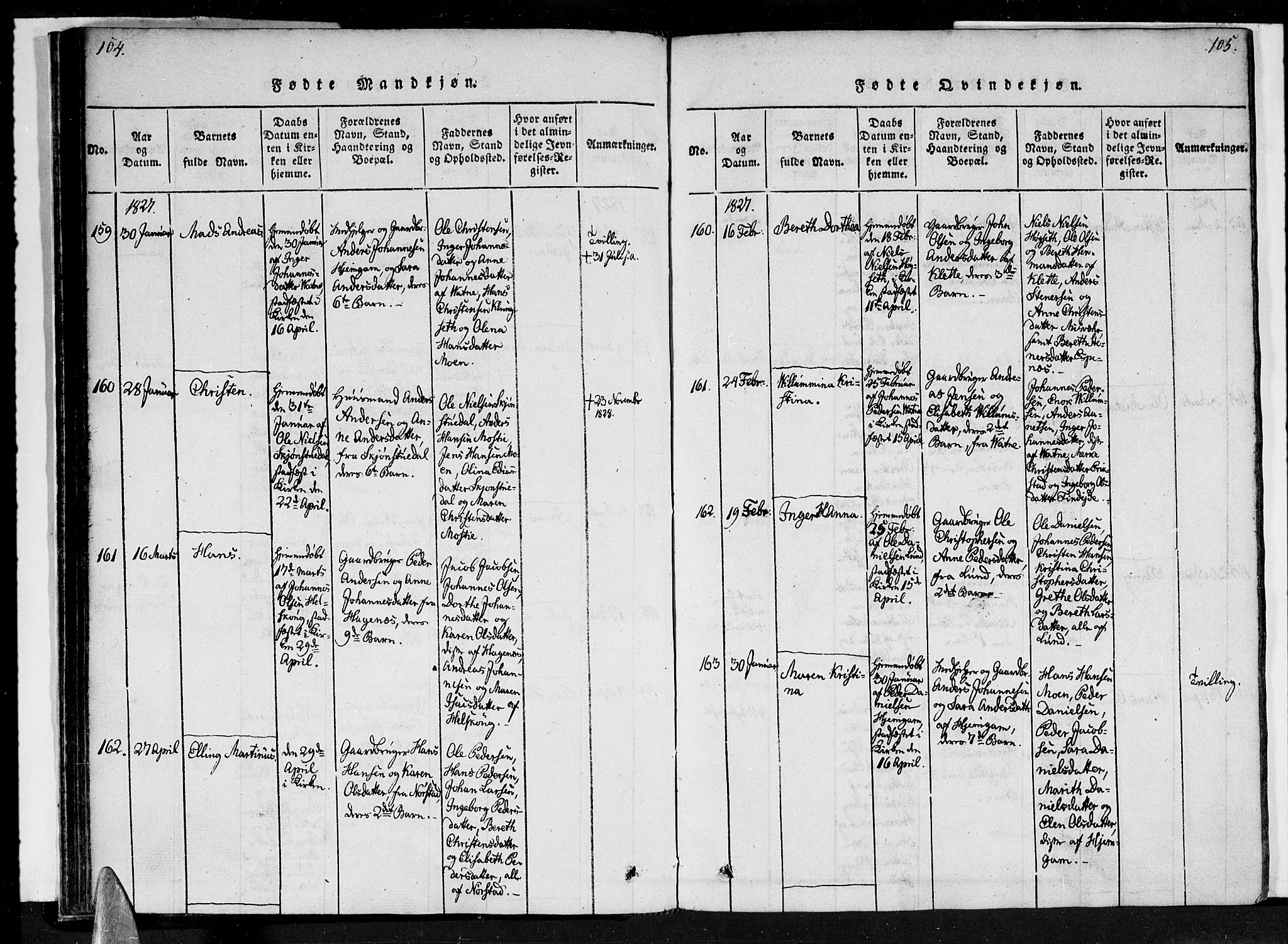 Ministerialprotokoller, klokkerbøker og fødselsregistre - Nordland, SAT/A-1459/852/L0736: Parish register (official) no. 852A06, 1820-1833, p. 104-105