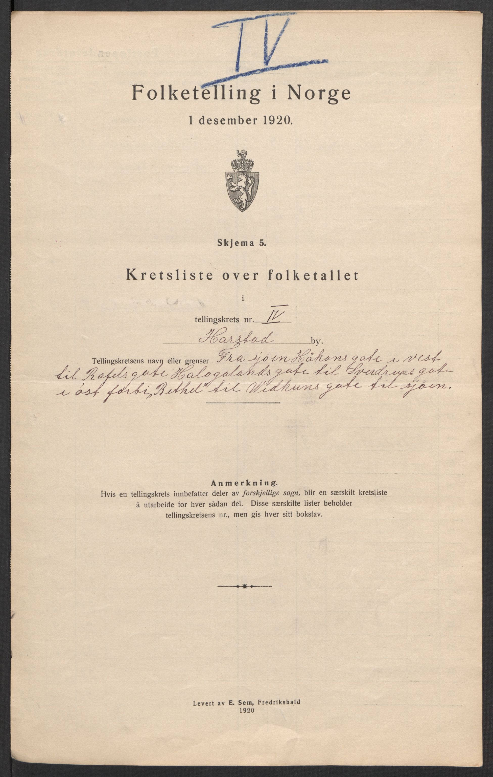 SATØ, 1920 census for Harstad, 1920, p. 16