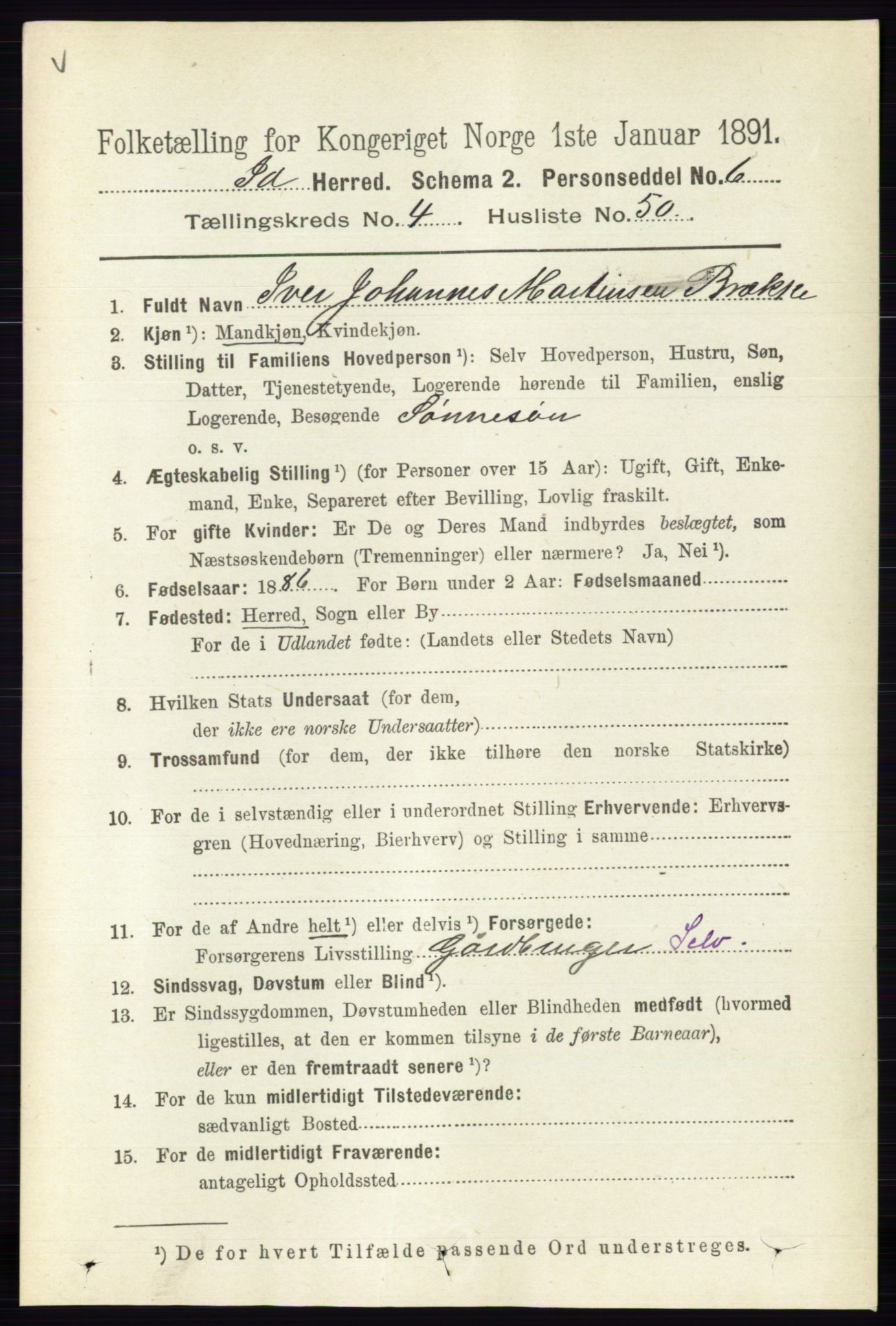 RA, 1891 census for 0117 Idd, 1891, p. 3164