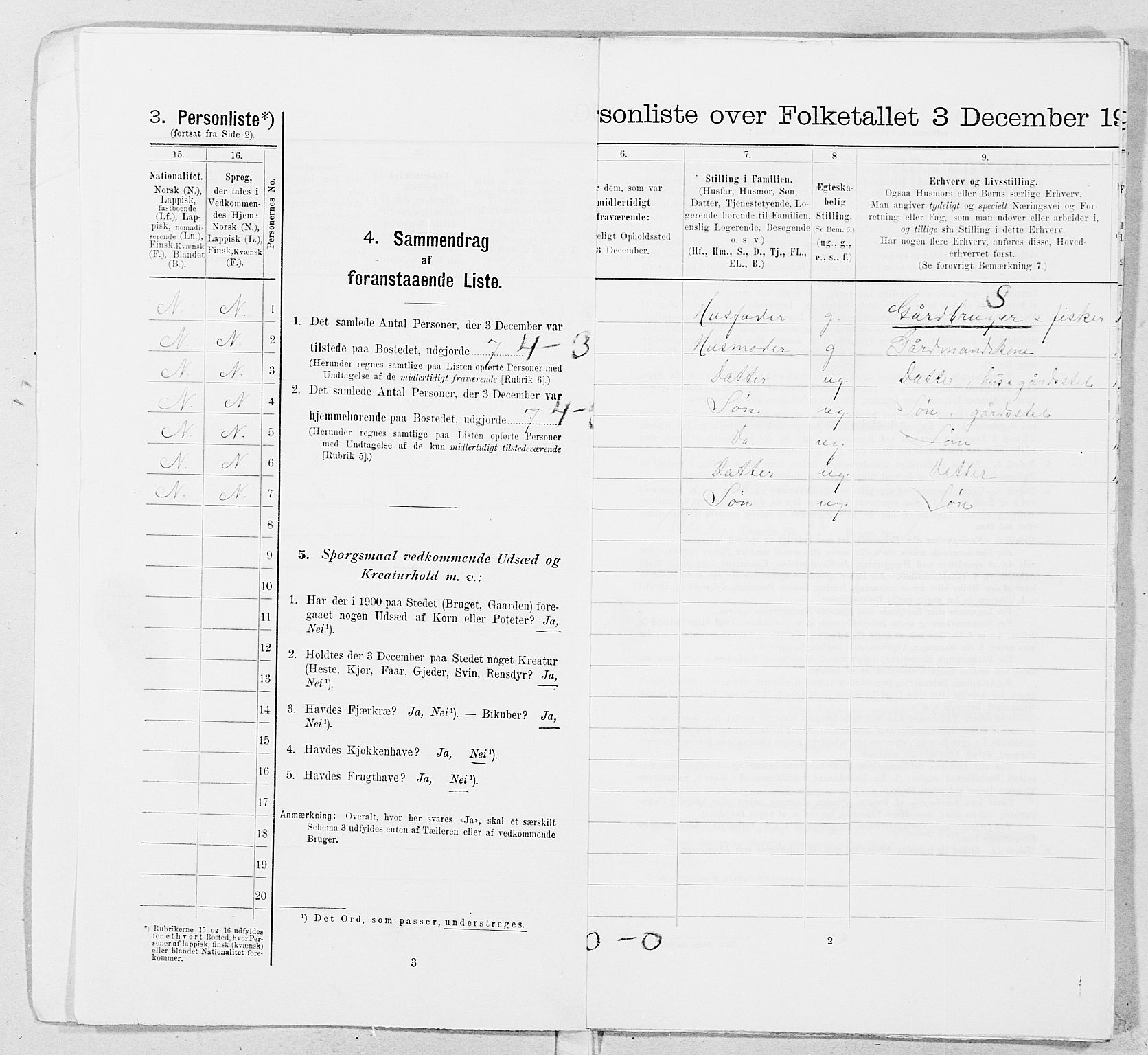 SAT, 1900 census for Stamnes, 1900, p. 24