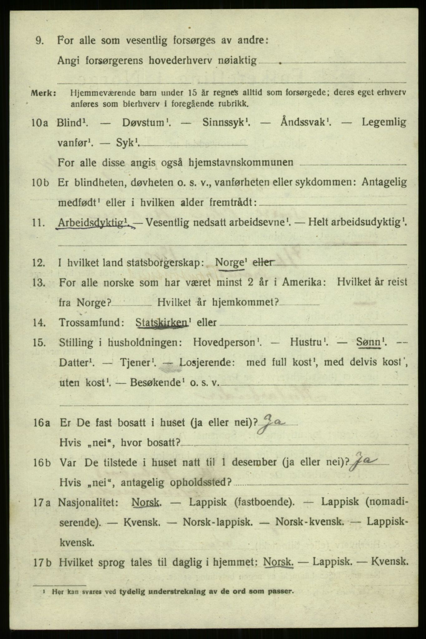 SATØ, 1920 census for Tromsø, 1920, p. 26926