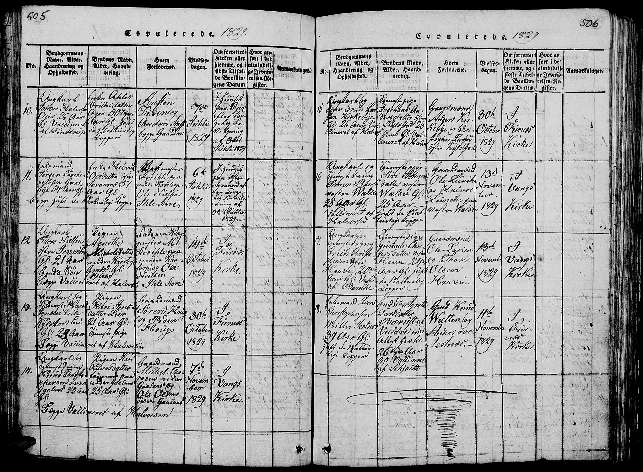 Vang prestekontor, Hedmark, AV/SAH-PREST-008/H/Ha/Hab/L0005: Parish register (copy) no. 5, 1815-1836, p. 505-506