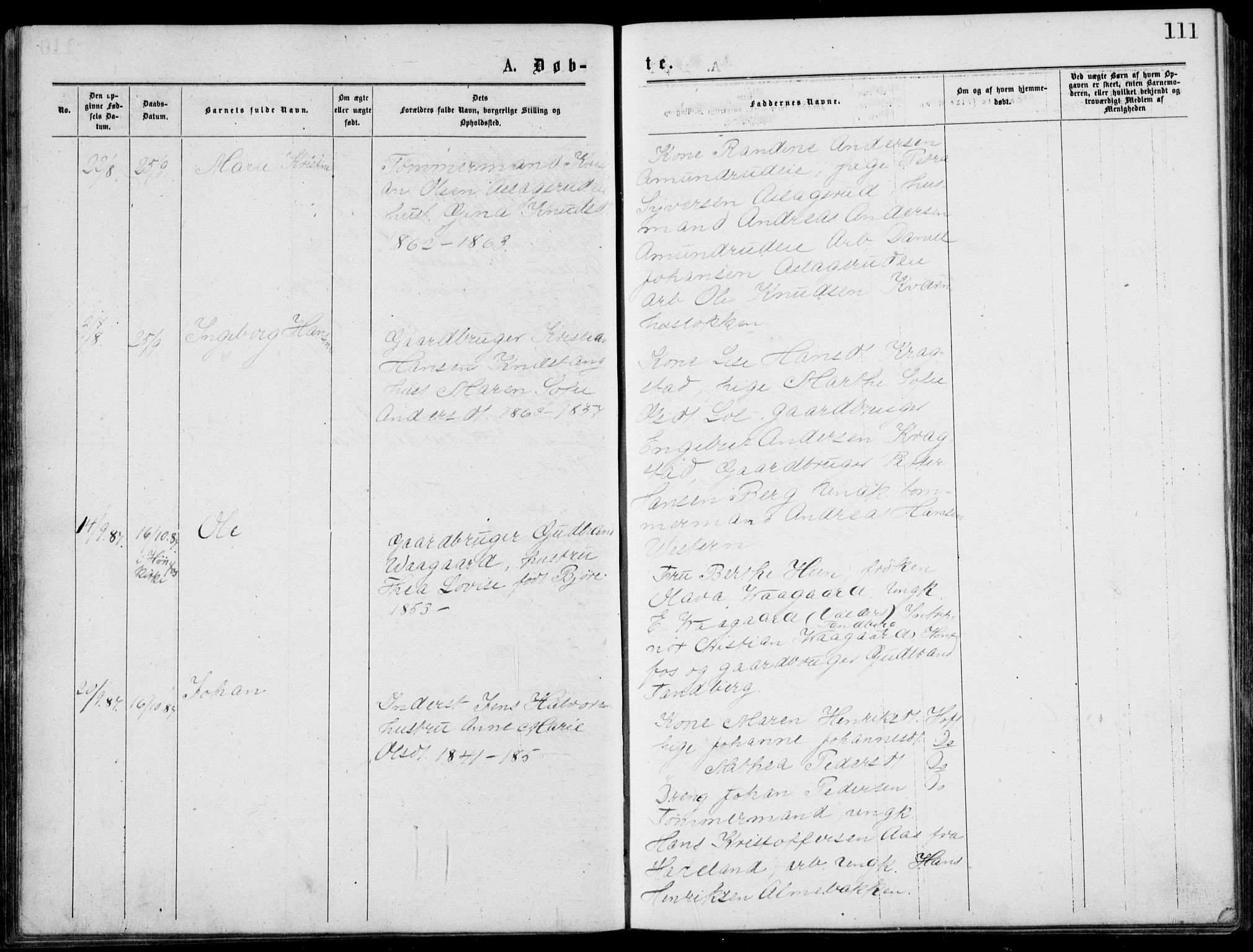 Norderhov kirkebøker, AV/SAKO-A-237/G/Gb/L0001: Parish register (copy) no. II 1, 1876-1899, p. 111