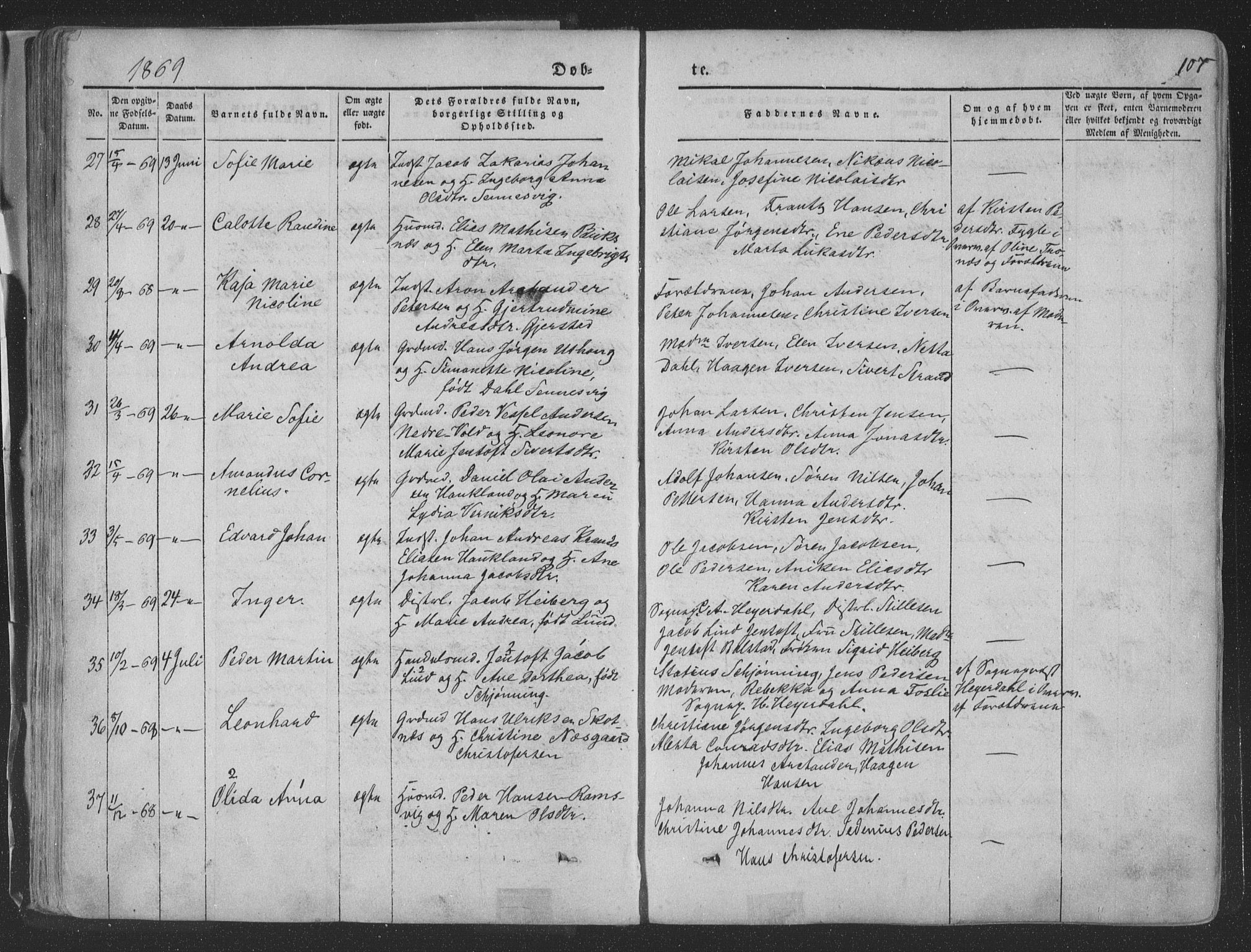 Ministerialprotokoller, klokkerbøker og fødselsregistre - Nordland, AV/SAT-A-1459/881/L1165: Parish register (copy) no. 881C02, 1854-1876, p. 107