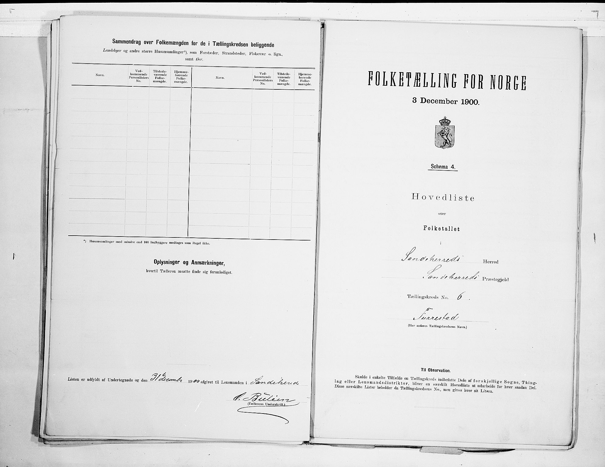 RA, 1900 census for Sandeherred, 1900, p. 20