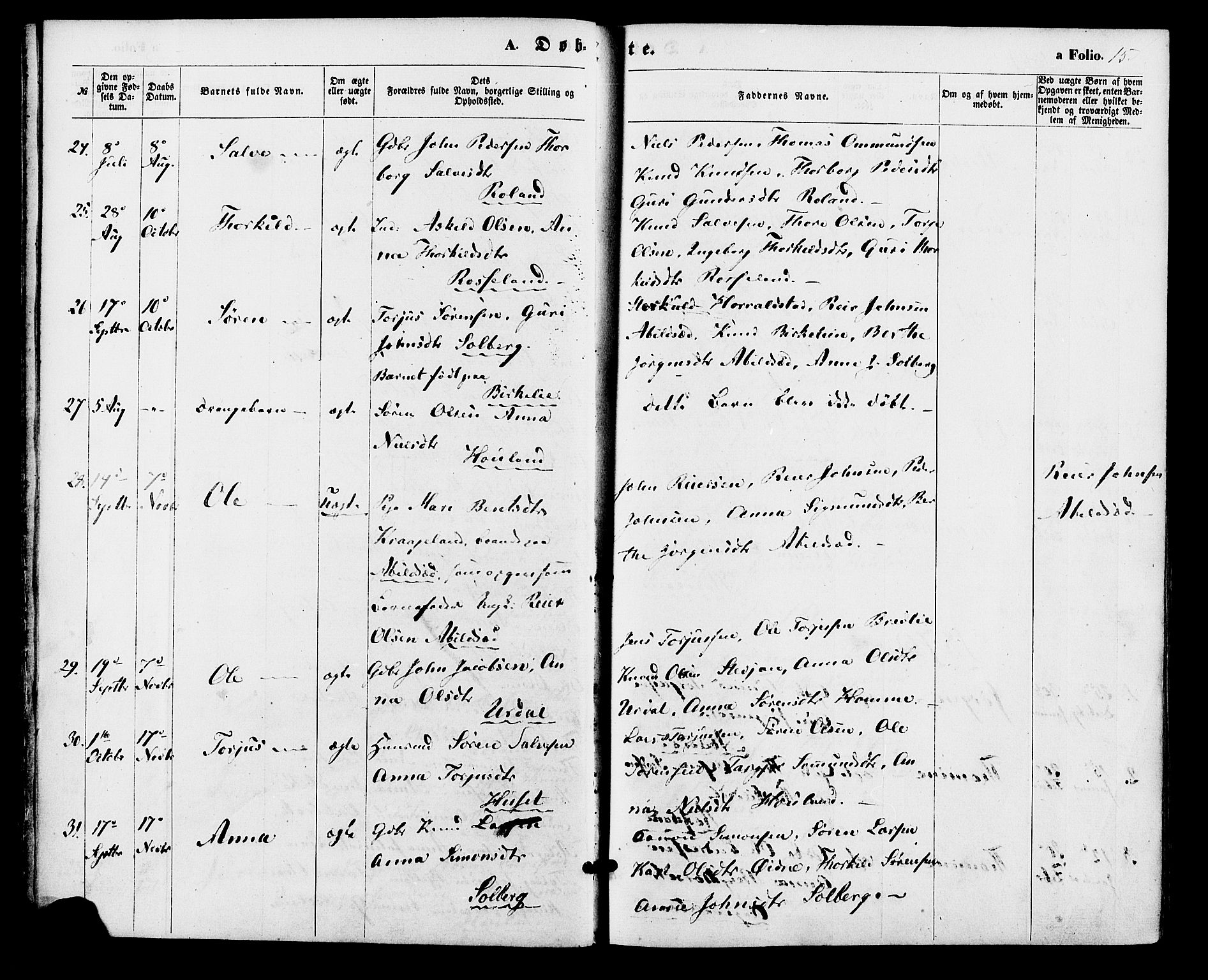 Bjelland sokneprestkontor, AV/SAK-1111-0005/F/Fa/Faa/L0003: Parish register (official) no. A 3, 1867-1887, p. 15