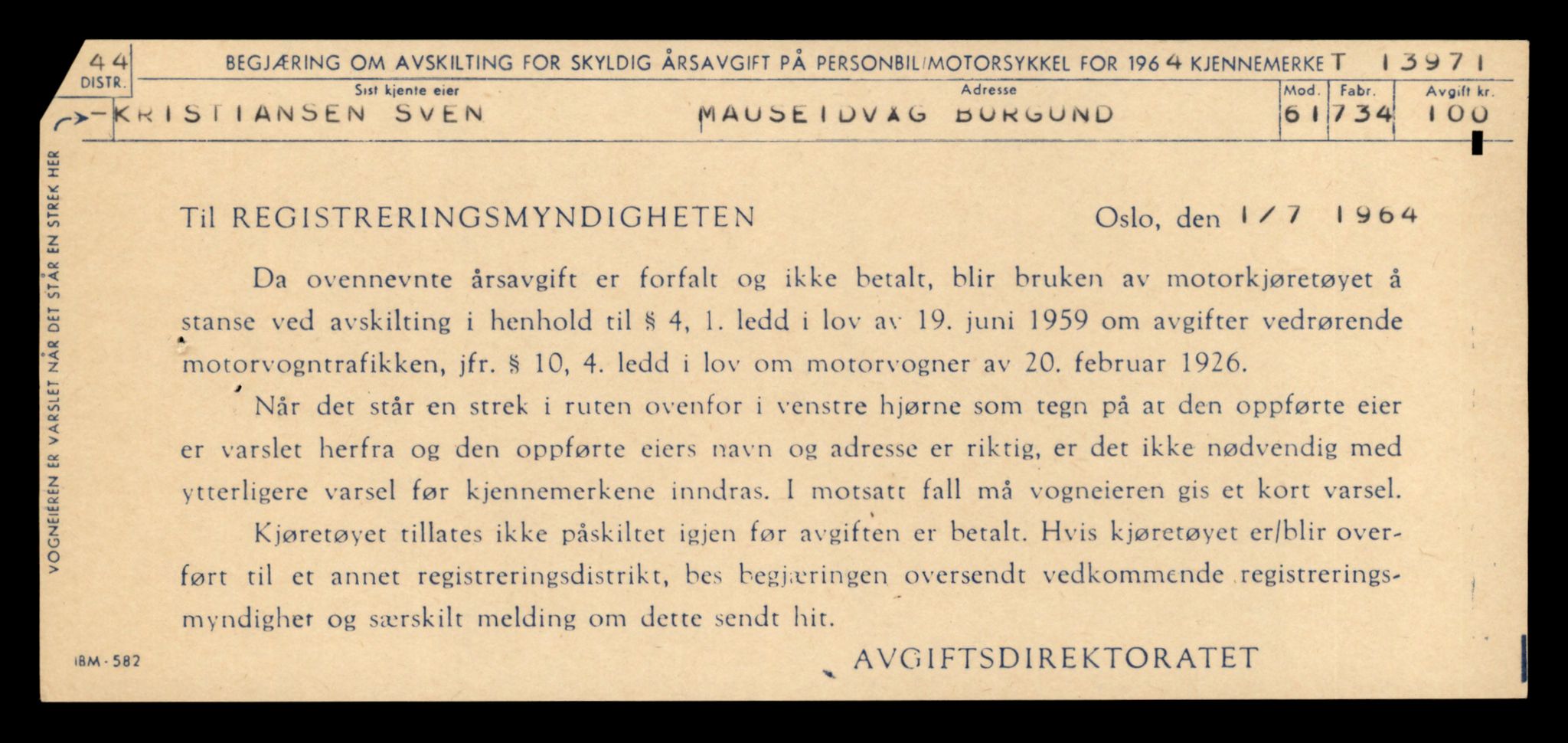Møre og Romsdal vegkontor - Ålesund trafikkstasjon, AV/SAT-A-4099/F/Fe/L0042: Registreringskort for kjøretøy T 13906 - T 14079, 1927-1998, p. 1031