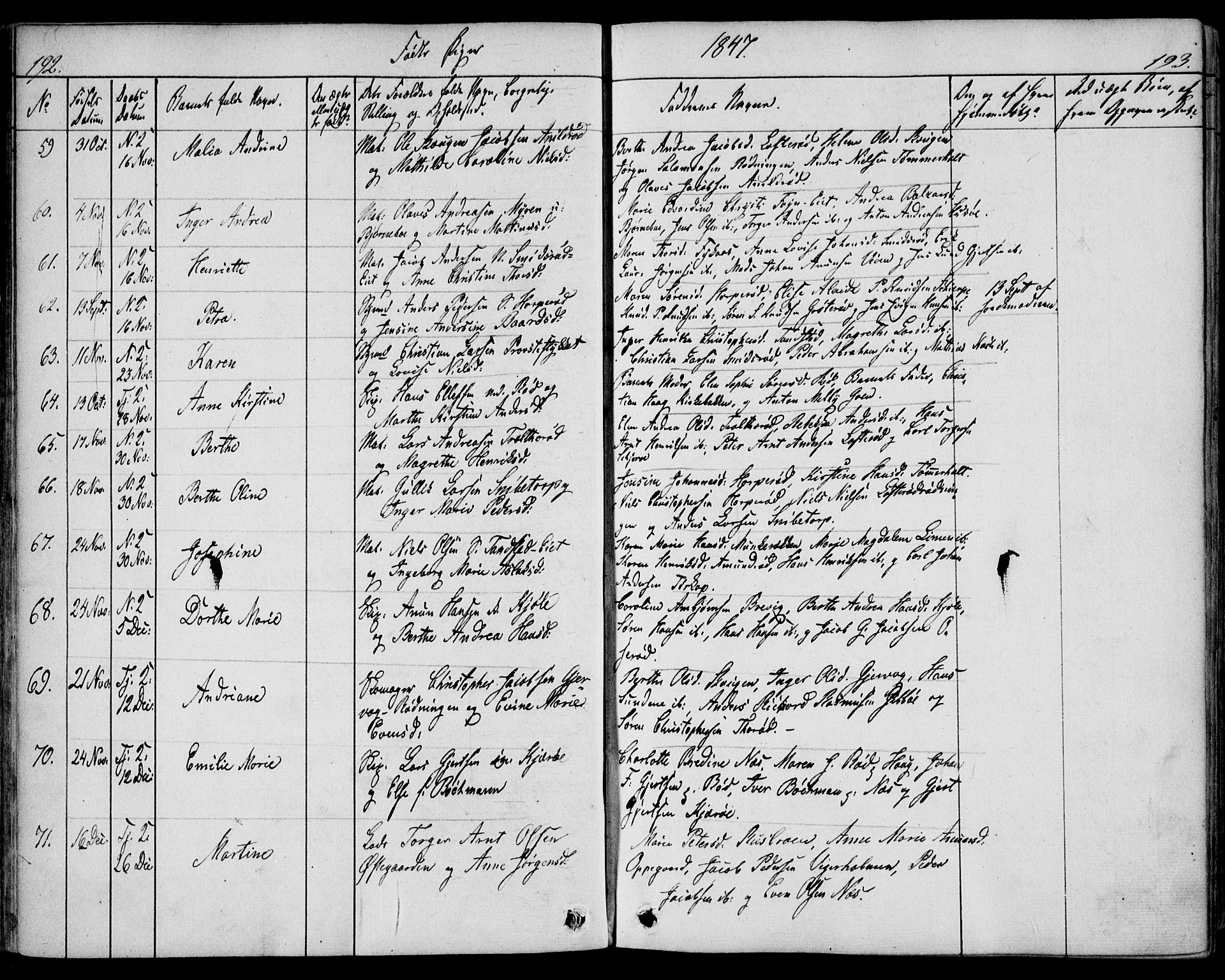Nøtterøy kirkebøker, SAKO/A-354/F/Fa/L0005: Parish register (official) no. I 5, 1839-1852, p. 192-193