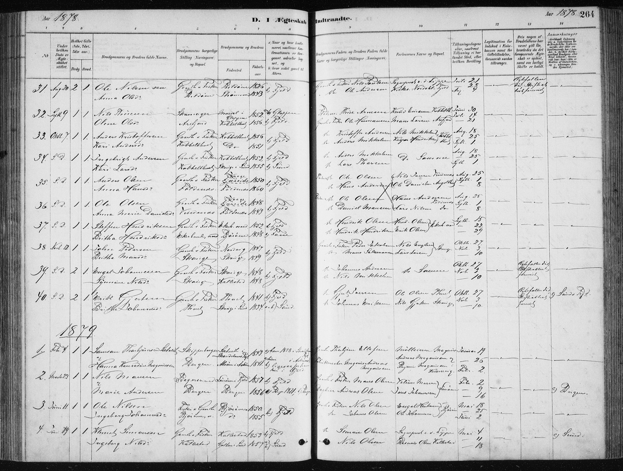 Fjell sokneprestembete, SAB/A-75301/H/Haa: Parish register (official) no. A  8, 1878-1898, p. 264
