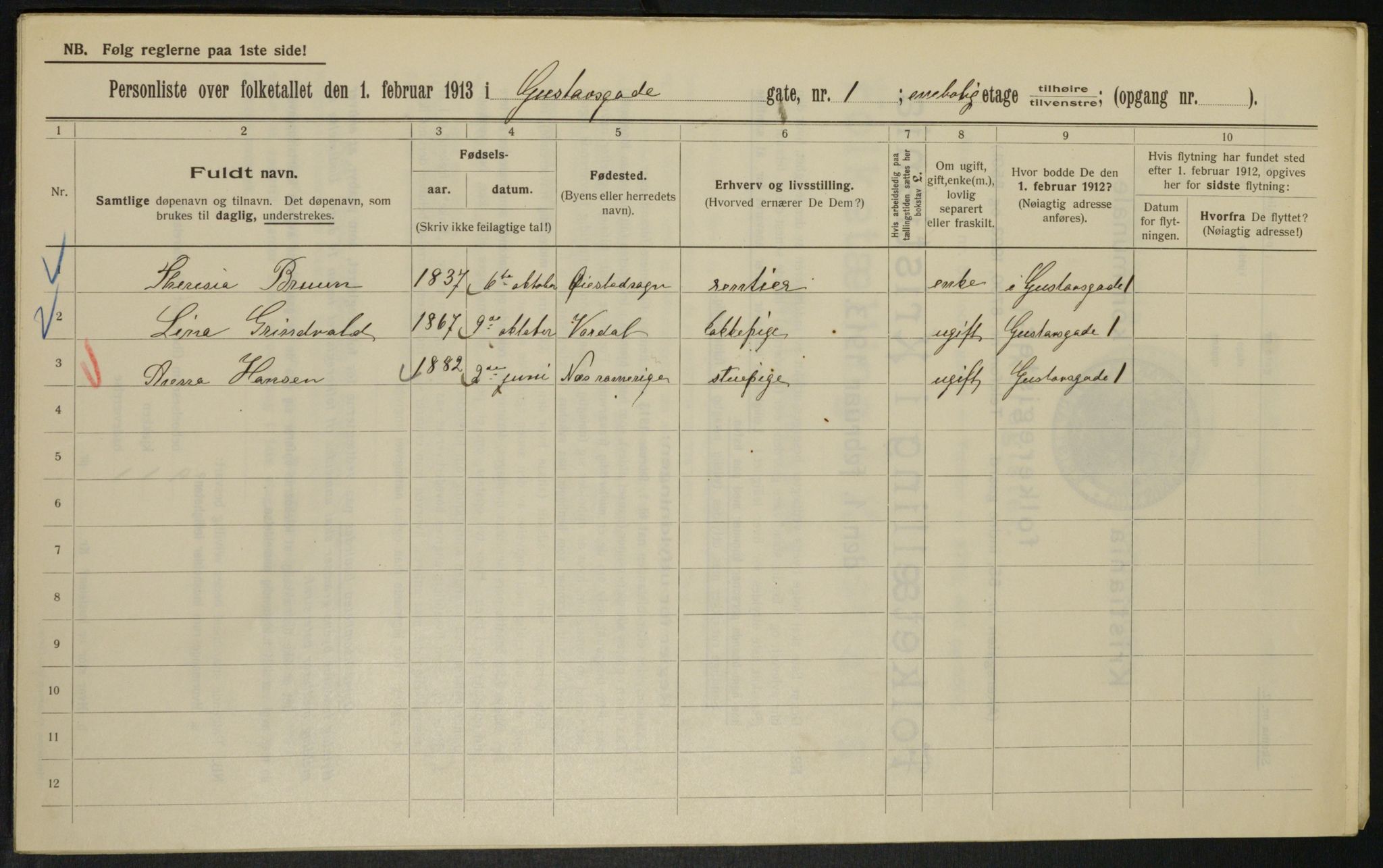 OBA, Municipal Census 1913 for Kristiania, 1913, p. 32502