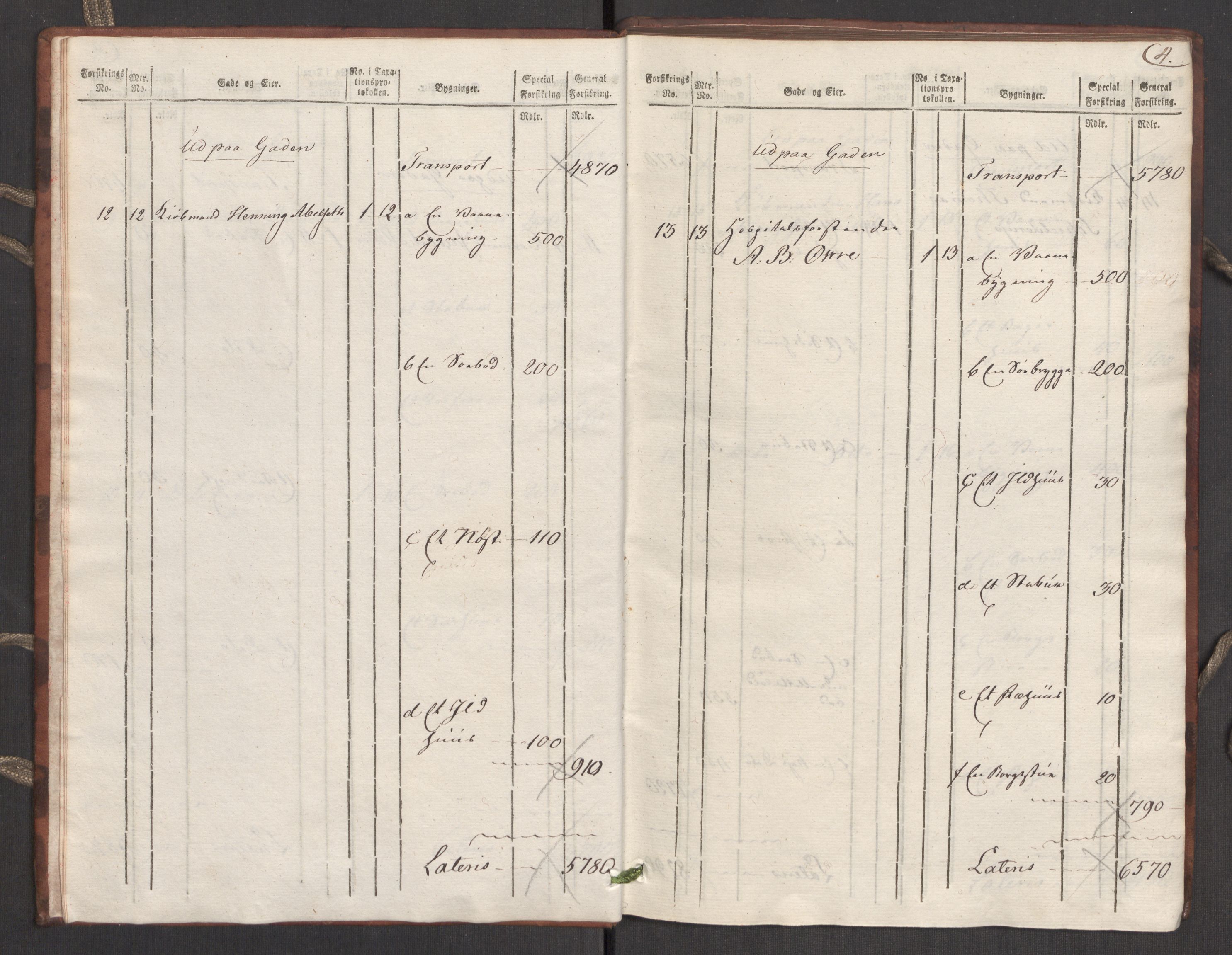 Kommersekollegiet, Brannforsikringskontoret 1767-1814, AV/RA-EA-5458/F/Fa/L0039/0001: Molde / Branntakstprotokoll, 1807-1817