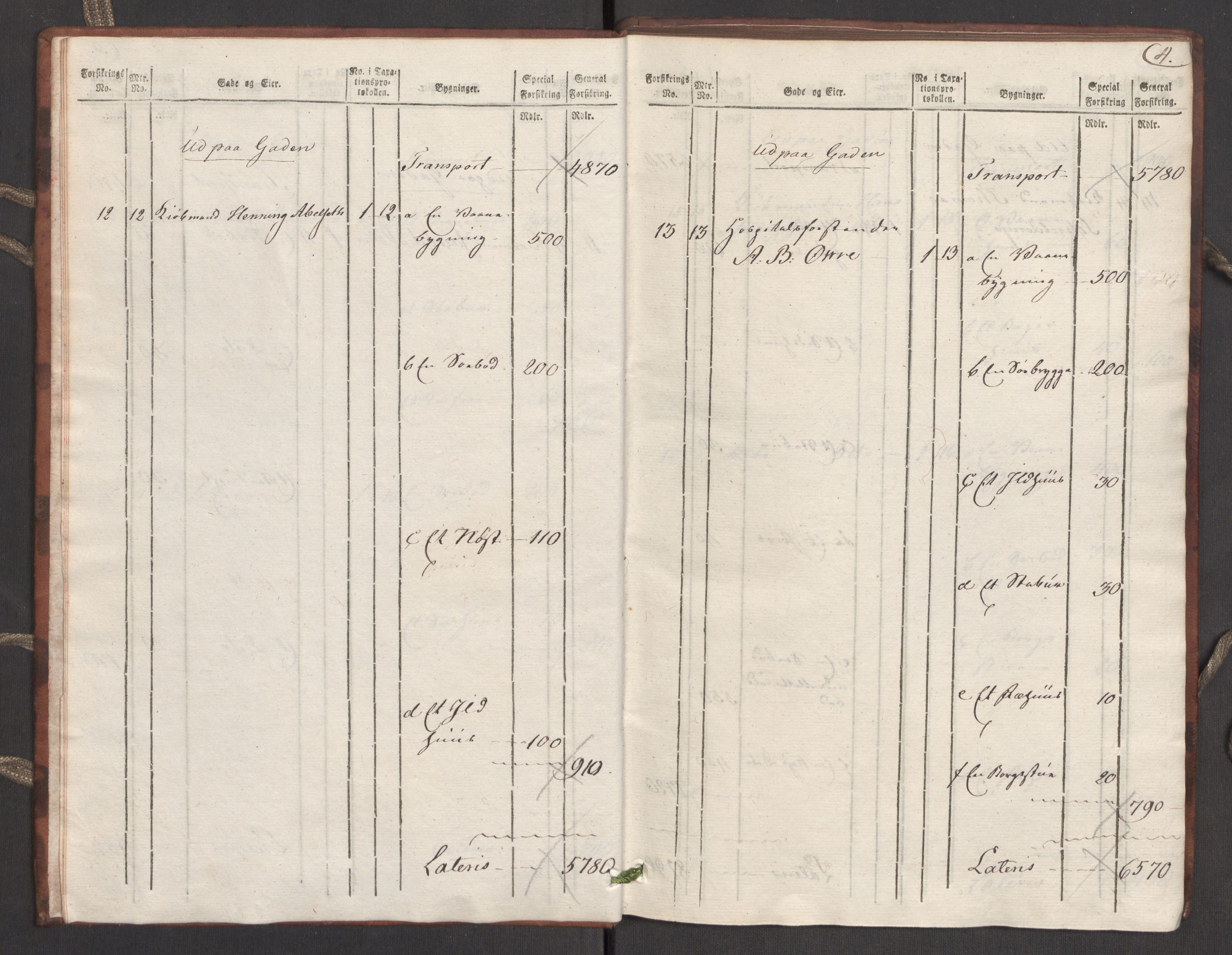 Kommersekollegiet, Brannforsikringskontoret 1767-1814, RA/EA-5458/F/Fa/L0039/0001: Molde / Branntakstprotokoll, 1807-1817