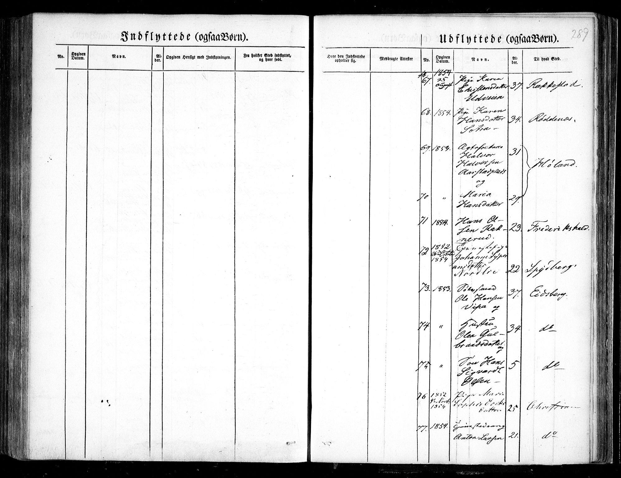 Trøgstad prestekontor Kirkebøker, AV/SAO-A-10925/F/Fa/L0007: Parish register (official) no. I 7, 1845-1854, p. 289