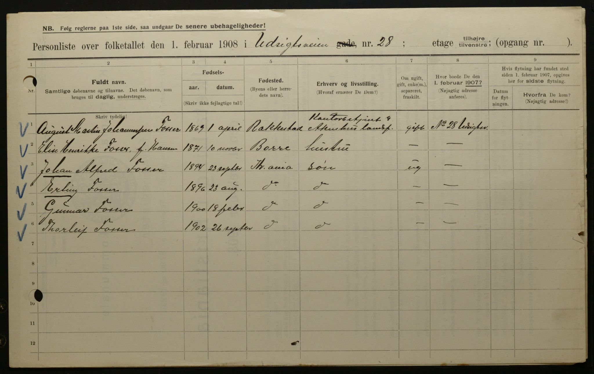 OBA, Municipal Census 1908 for Kristiania, 1908, p. 108991