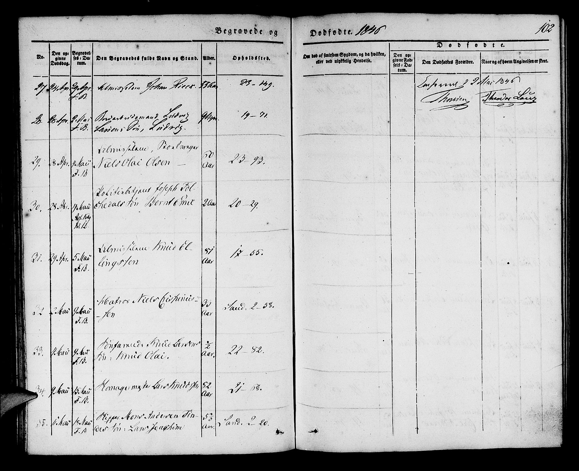 Korskirken sokneprestembete, AV/SAB-A-76101/H/Haa/L0043: Parish register (official) no. E 1, 1834-1848, p. 102