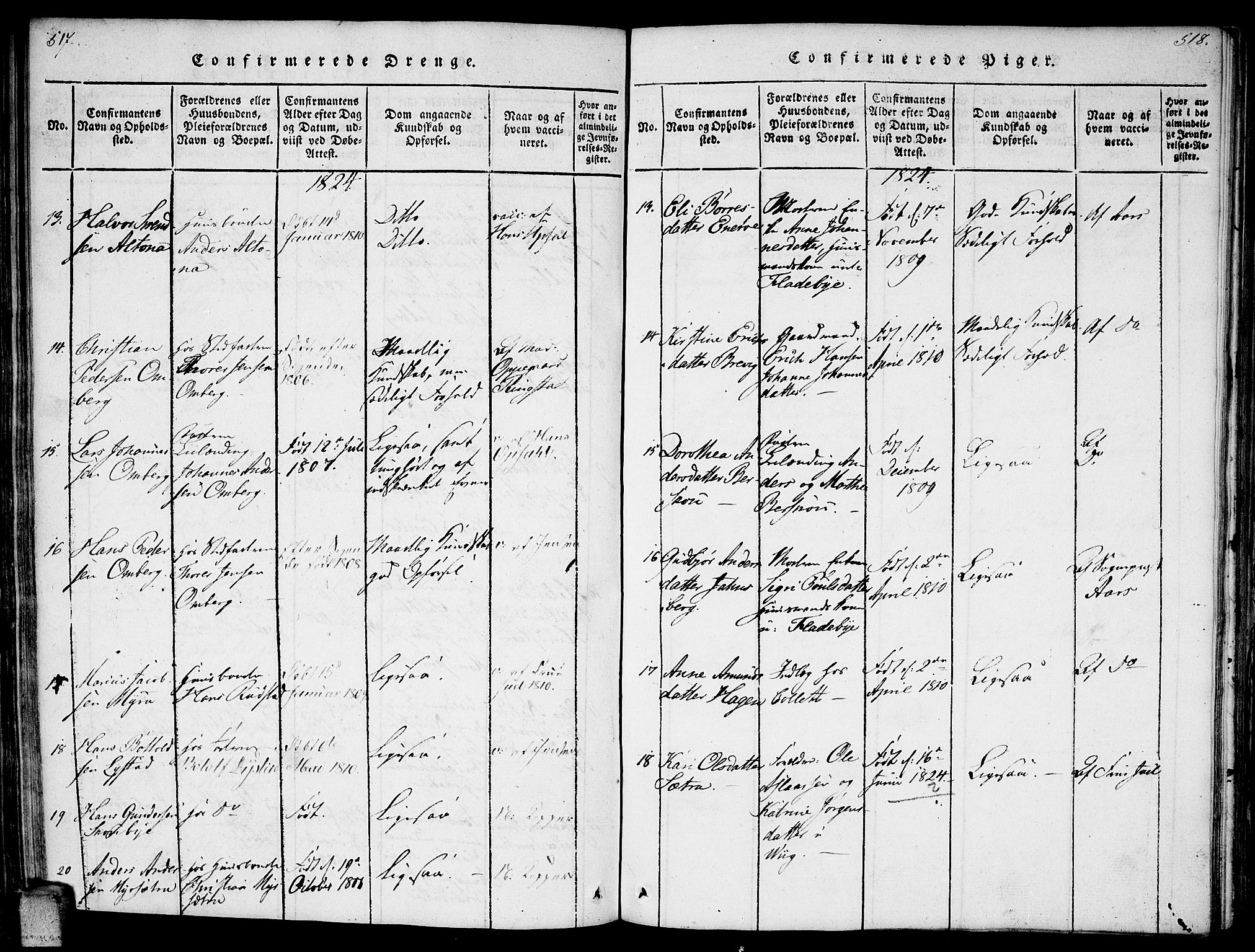 Enebakk prestekontor Kirkebøker, AV/SAO-A-10171c/F/Fa/L0006: Parish register (official) no. I 6, 1815-1832, p. 517-518