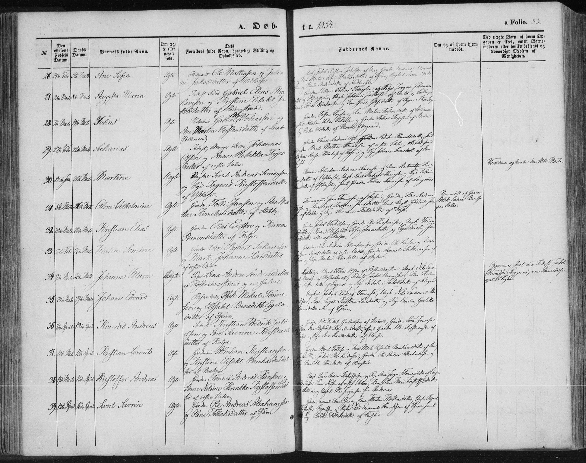 Lista sokneprestkontor, AV/SAK-1111-0027/F/Fa/L0010: Parish register (official) no. A 10, 1846-1861, p. 83