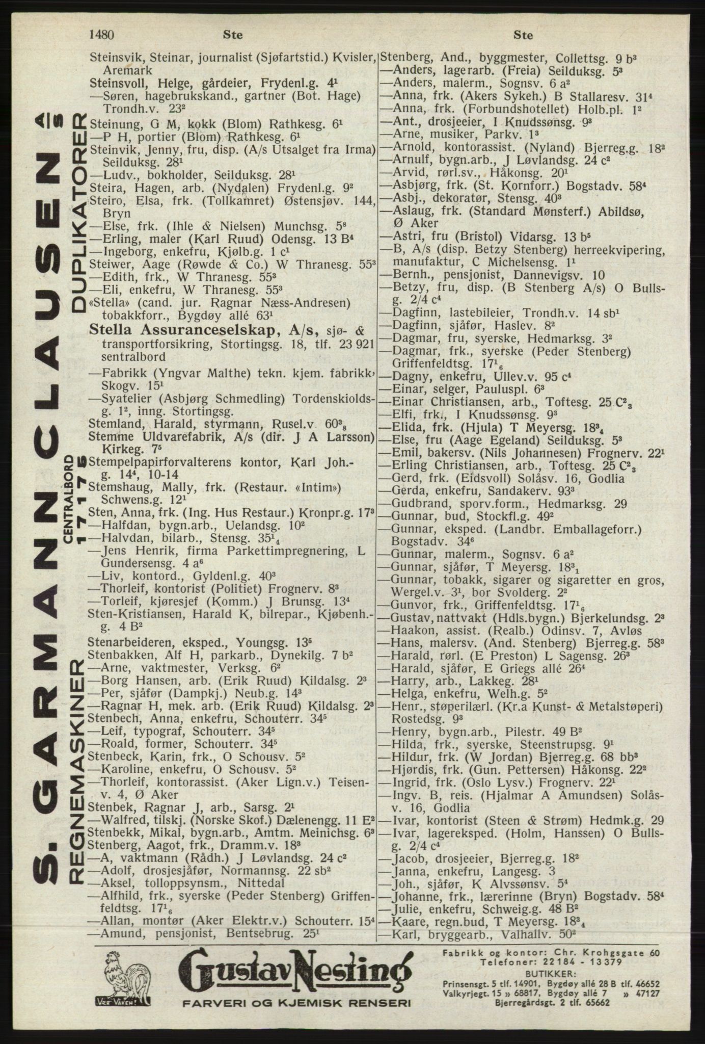 Kristiania/Oslo adressebok, PUBL/-, 1940, p. 1498