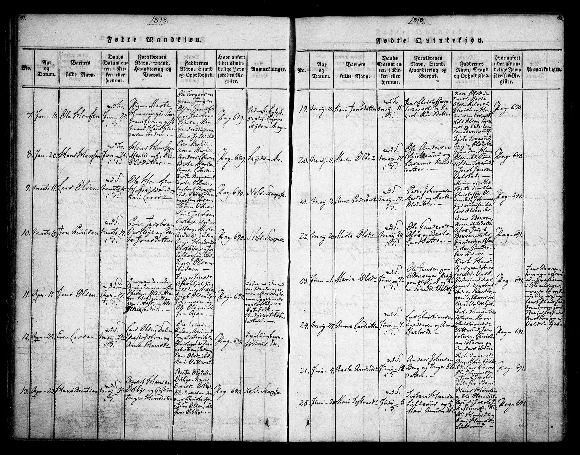 Sørum prestekontor Kirkebøker, AV/SAO-A-10303/F/Fa/L0003: Parish register (official) no. I 3, 1814-1829, p. 41-42