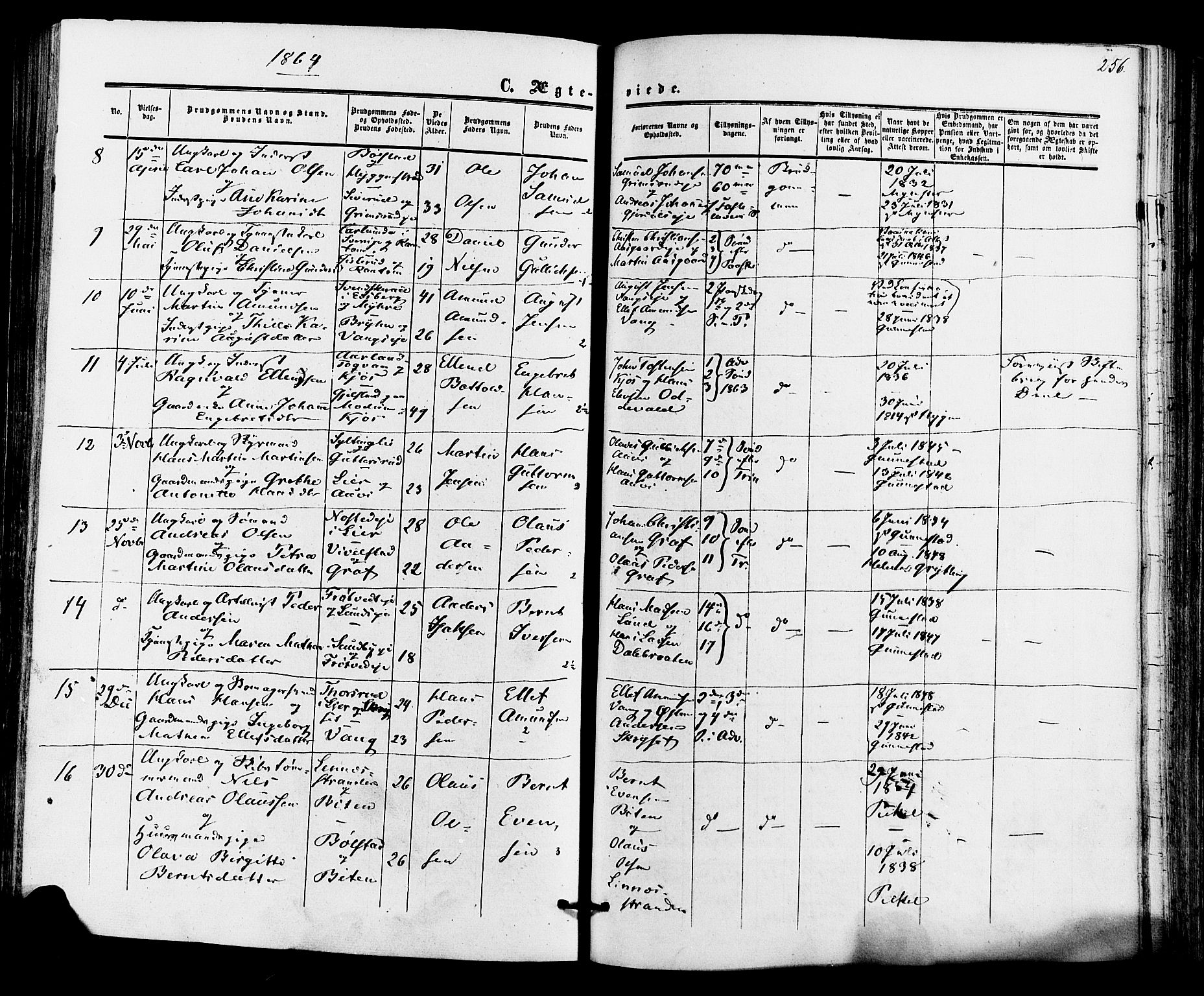 Røyken kirkebøker, AV/SAKO-A-241/F/Fa/L0006: Parish register (official) no. 6, 1857-1875, p. 256