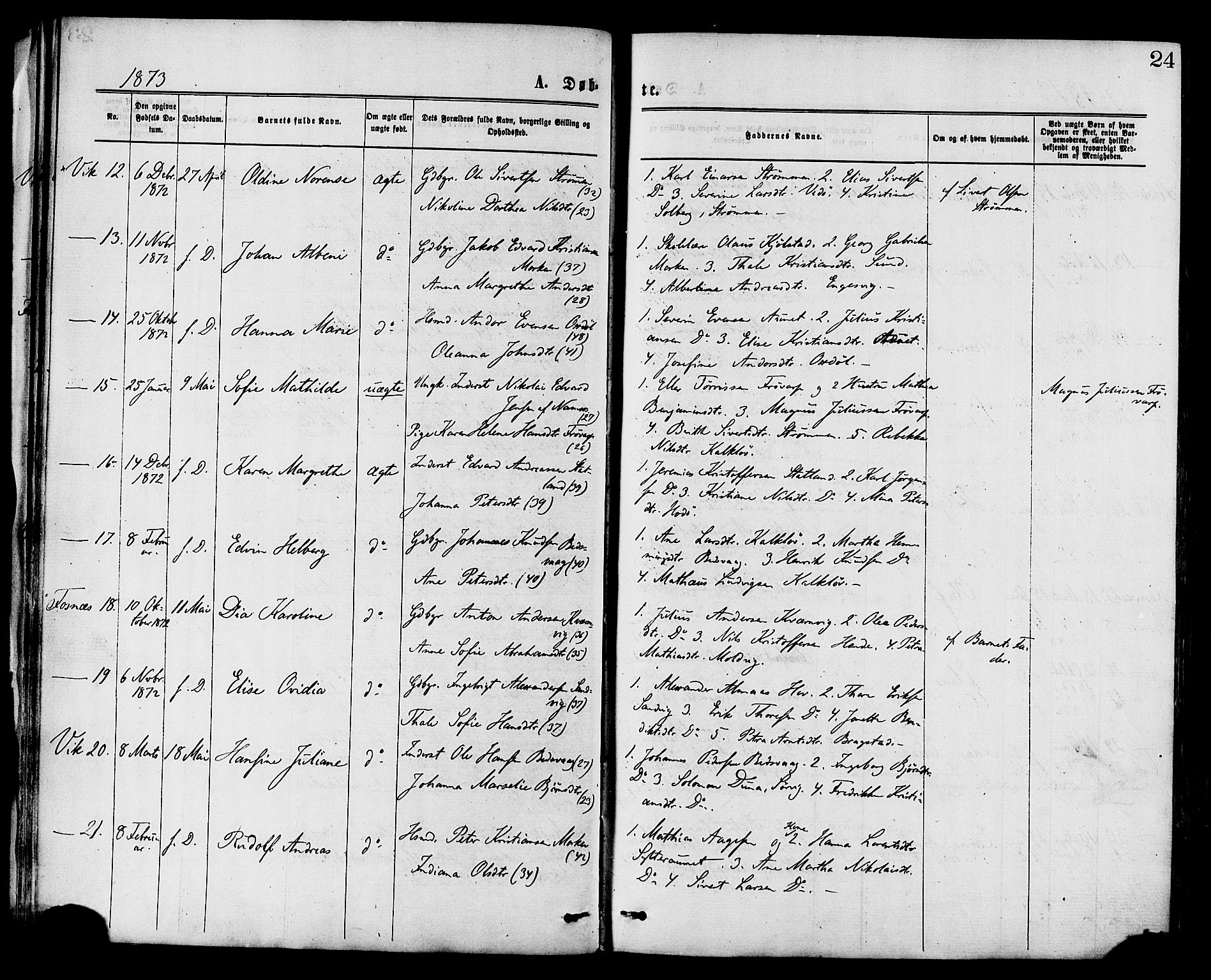 Ministerialprotokoller, klokkerbøker og fødselsregistre - Nord-Trøndelag, SAT/A-1458/773/L0616: Parish register (official) no. 773A07, 1870-1887, p. 24