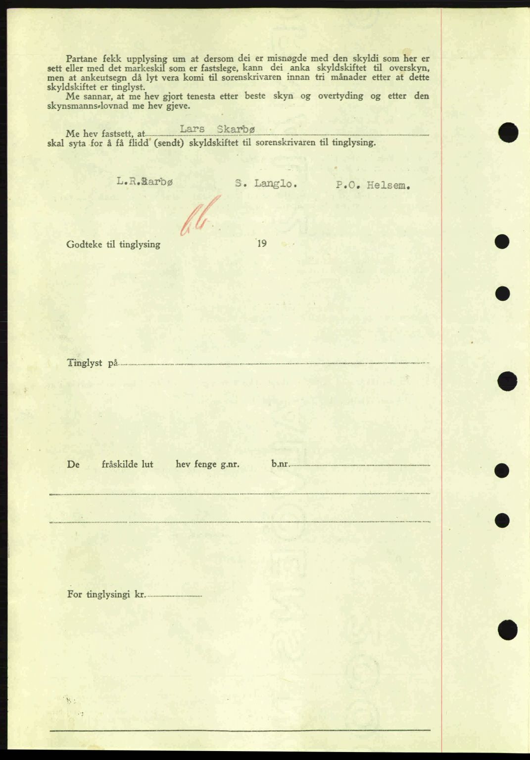 Nordre Sunnmøre sorenskriveri, SAT/A-0006/1/2/2C/2Ca: Mortgage book no. A11, 1941-1941, Diary no: : 868/1941