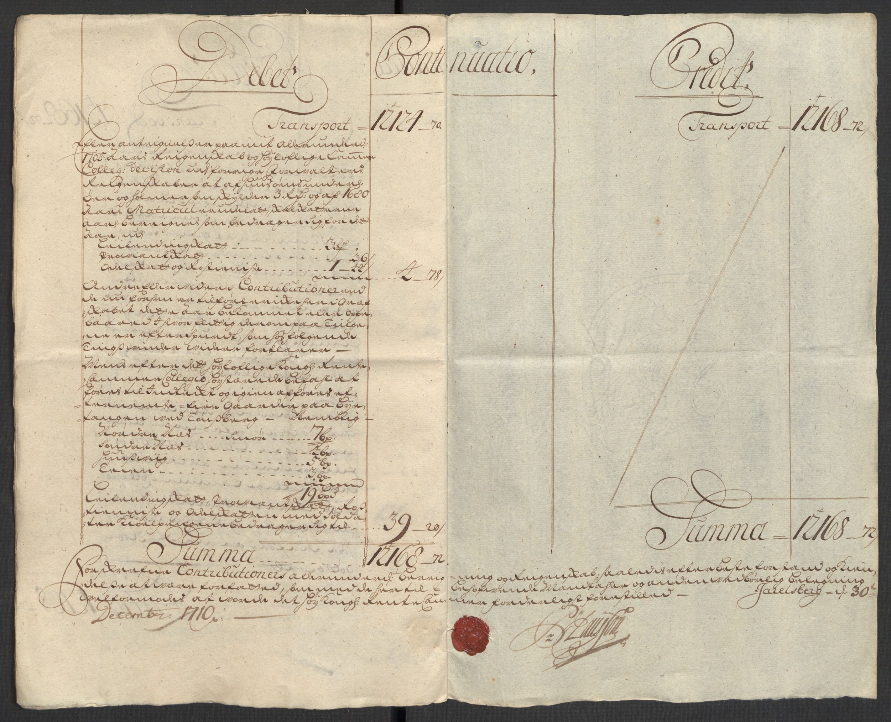 Rentekammeret inntil 1814, Reviderte regnskaper, Fogderegnskap, RA/EA-4092/R32/L1875: Fogderegnskap Jarlsberg grevskap, 1710, p. 24