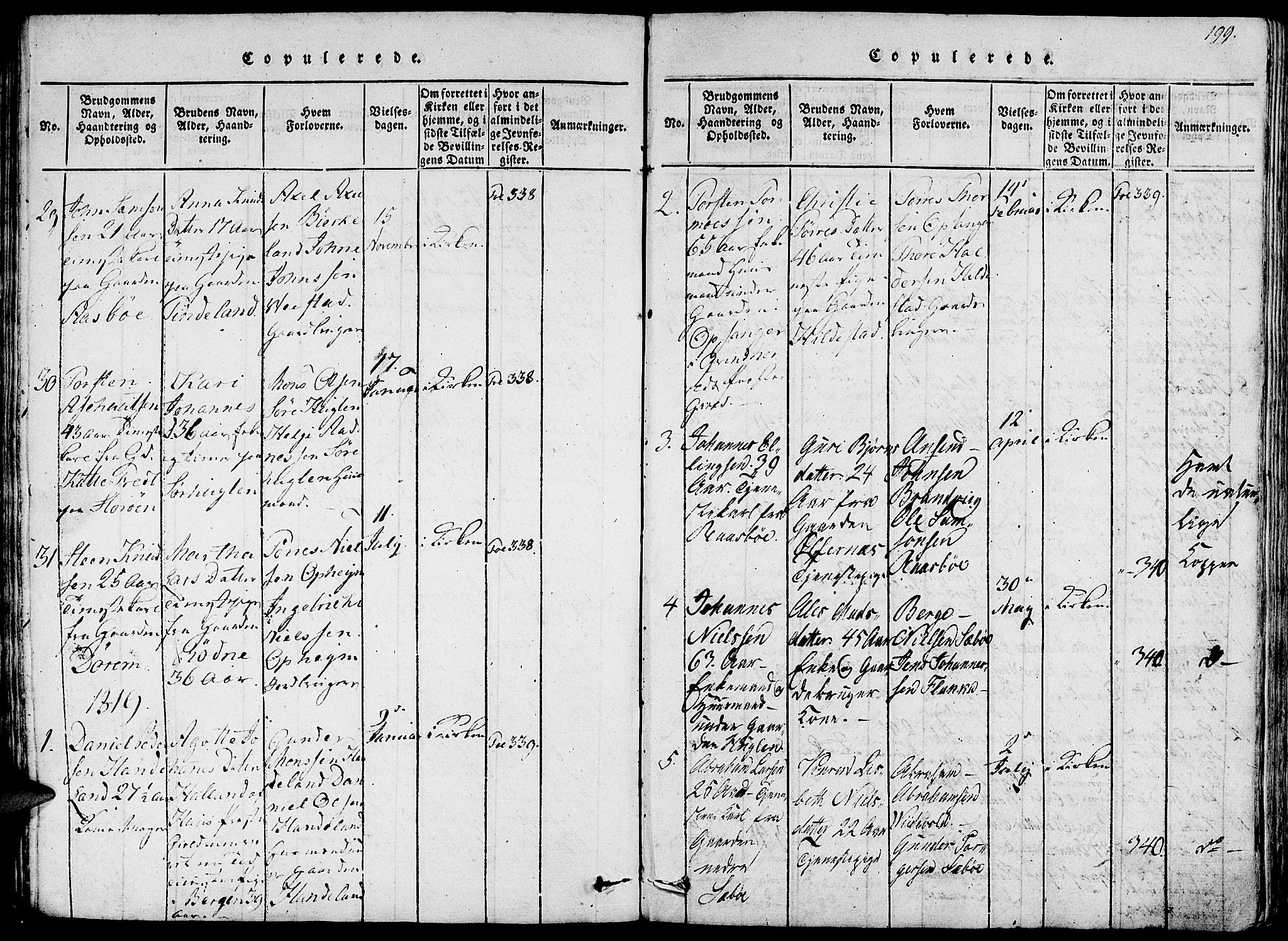 Fjelberg sokneprestembete, AV/SAB-A-75201/H/Haa: Parish register (official) no. A 4, 1816-1822, p. 199