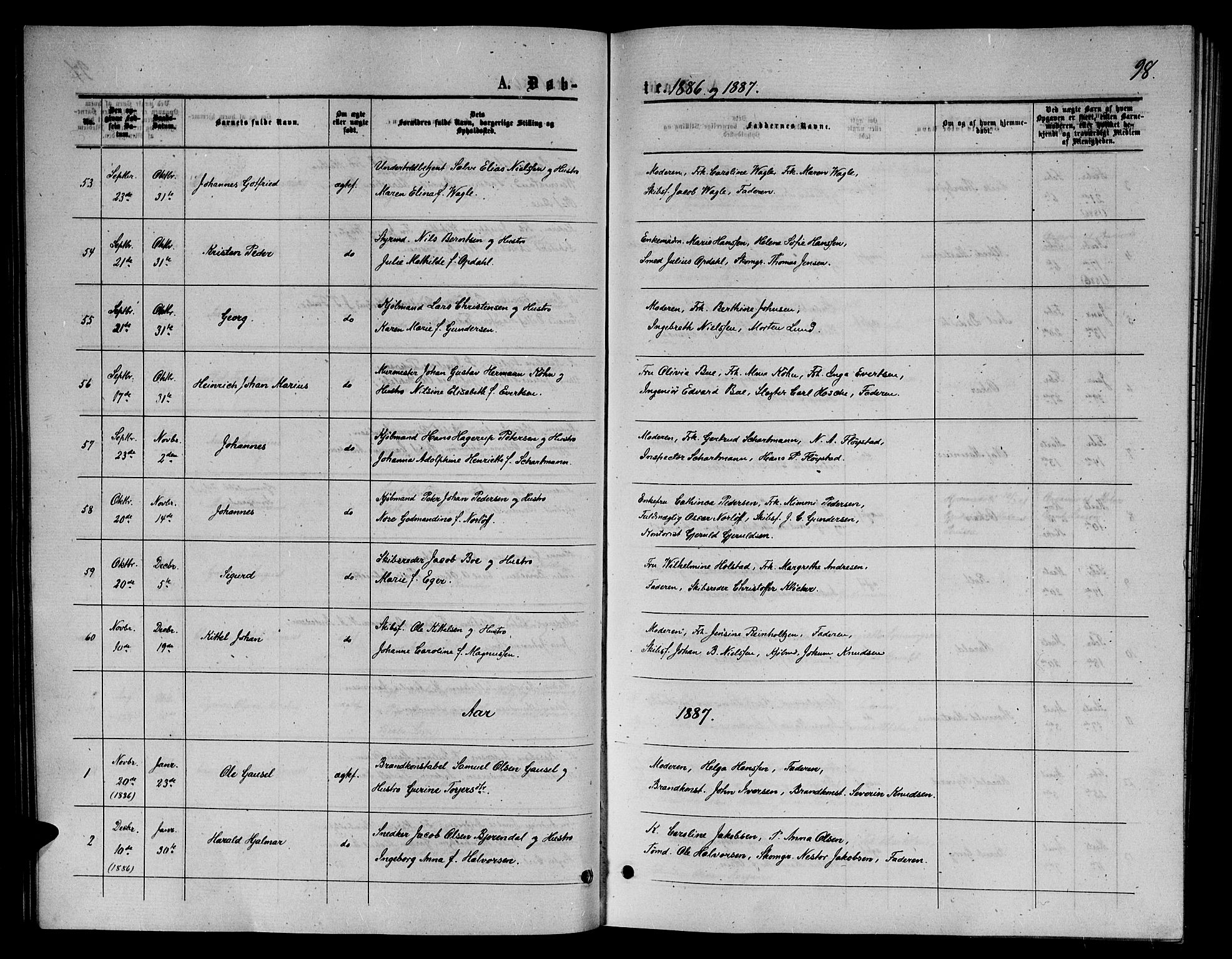 Arendal sokneprestkontor, Trefoldighet, SAK/1111-0040/F/Fb/L0005: Parish register (copy) no. B 5, 1874-1888, p. 98