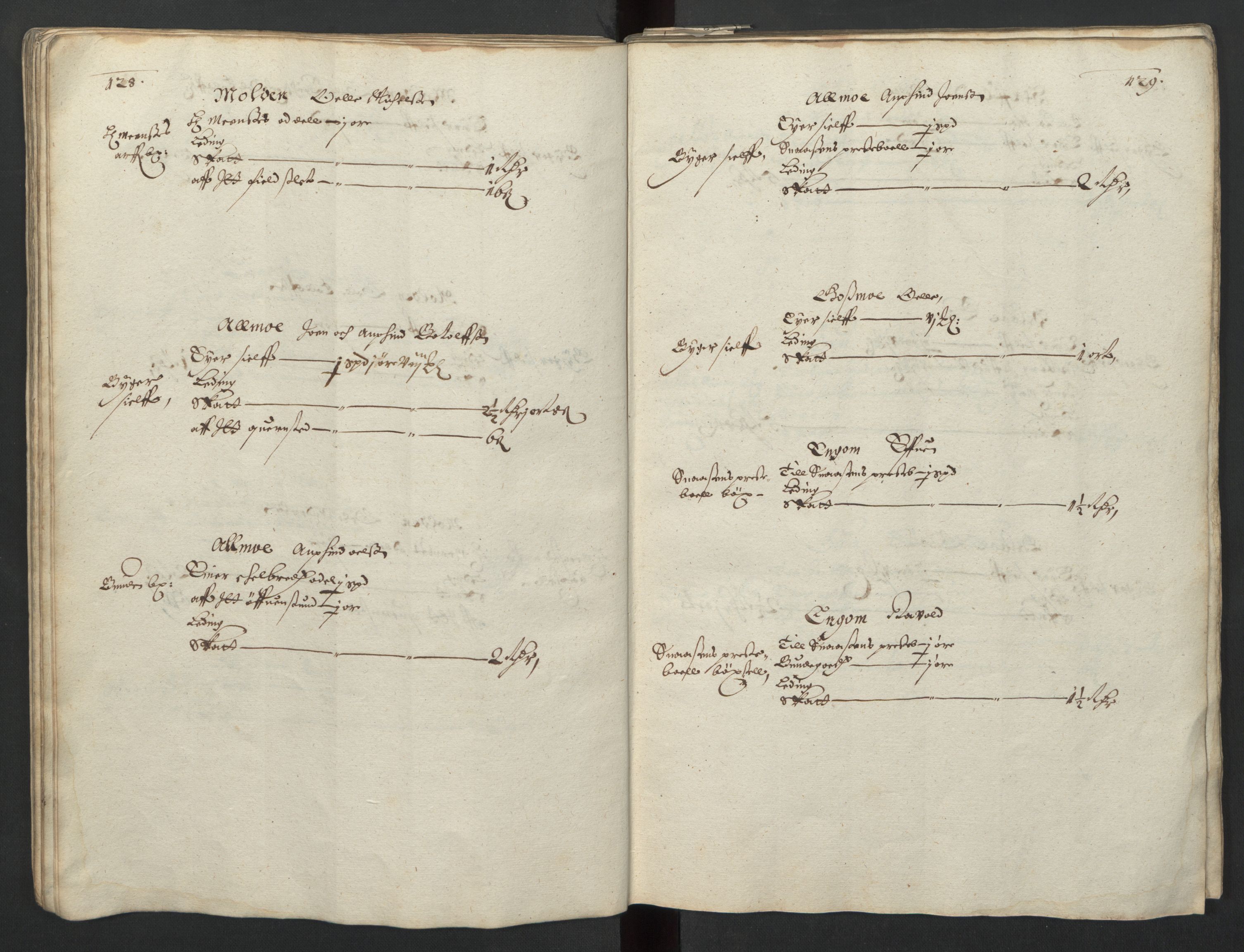 Rentekammeret inntil 1814, Realistisk ordnet avdeling, AV/RA-EA-4070/L/L0029/0001: Trondheim lagdømme: / Alminnelig jordebok og skattemanntall - Inderøy, 1661, p. 128-129