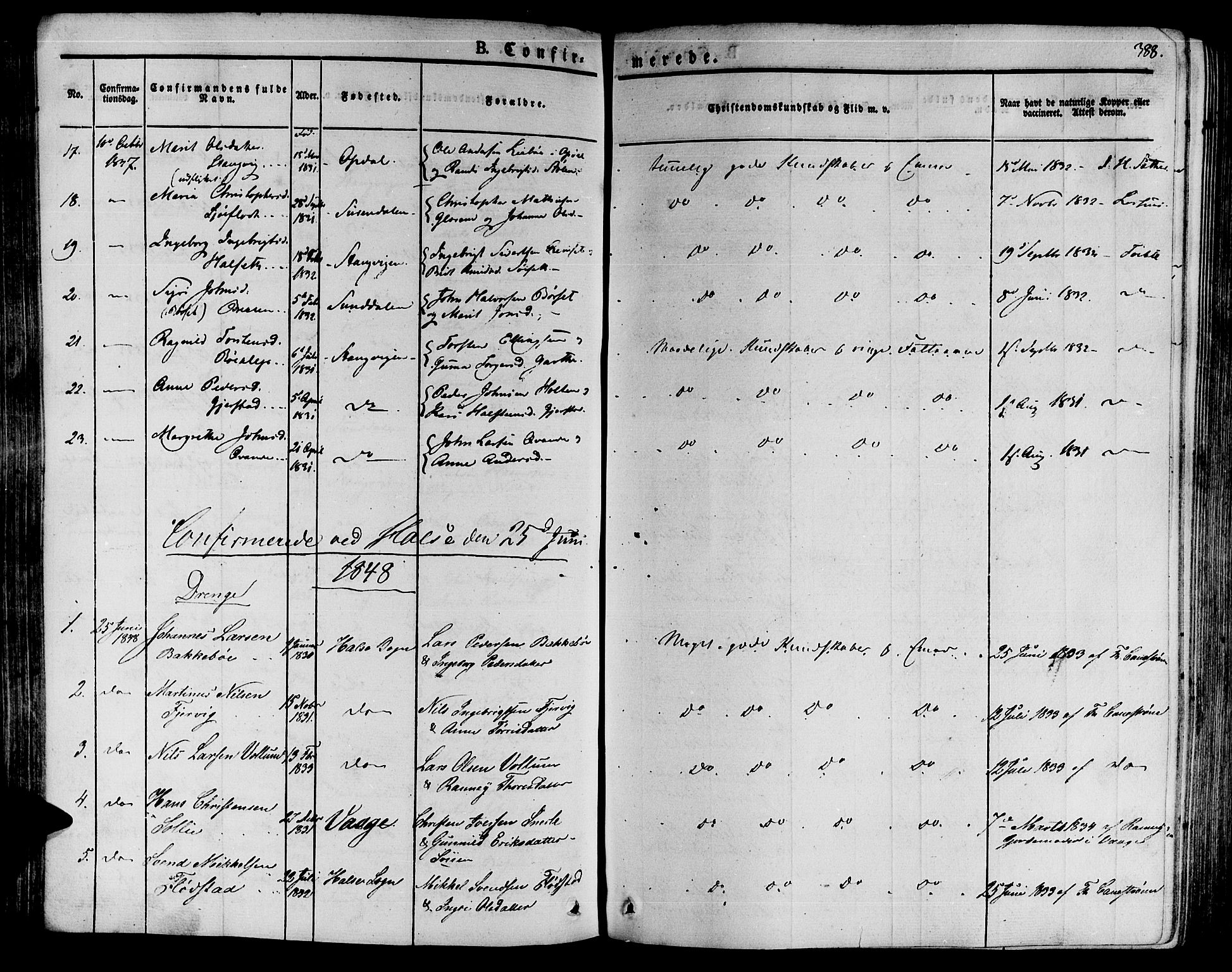 Ministerialprotokoller, klokkerbøker og fødselsregistre - Møre og Romsdal, AV/SAT-A-1454/592/L1025: Parish register (official) no. 592A03 /2, 1831-1849, p. 388