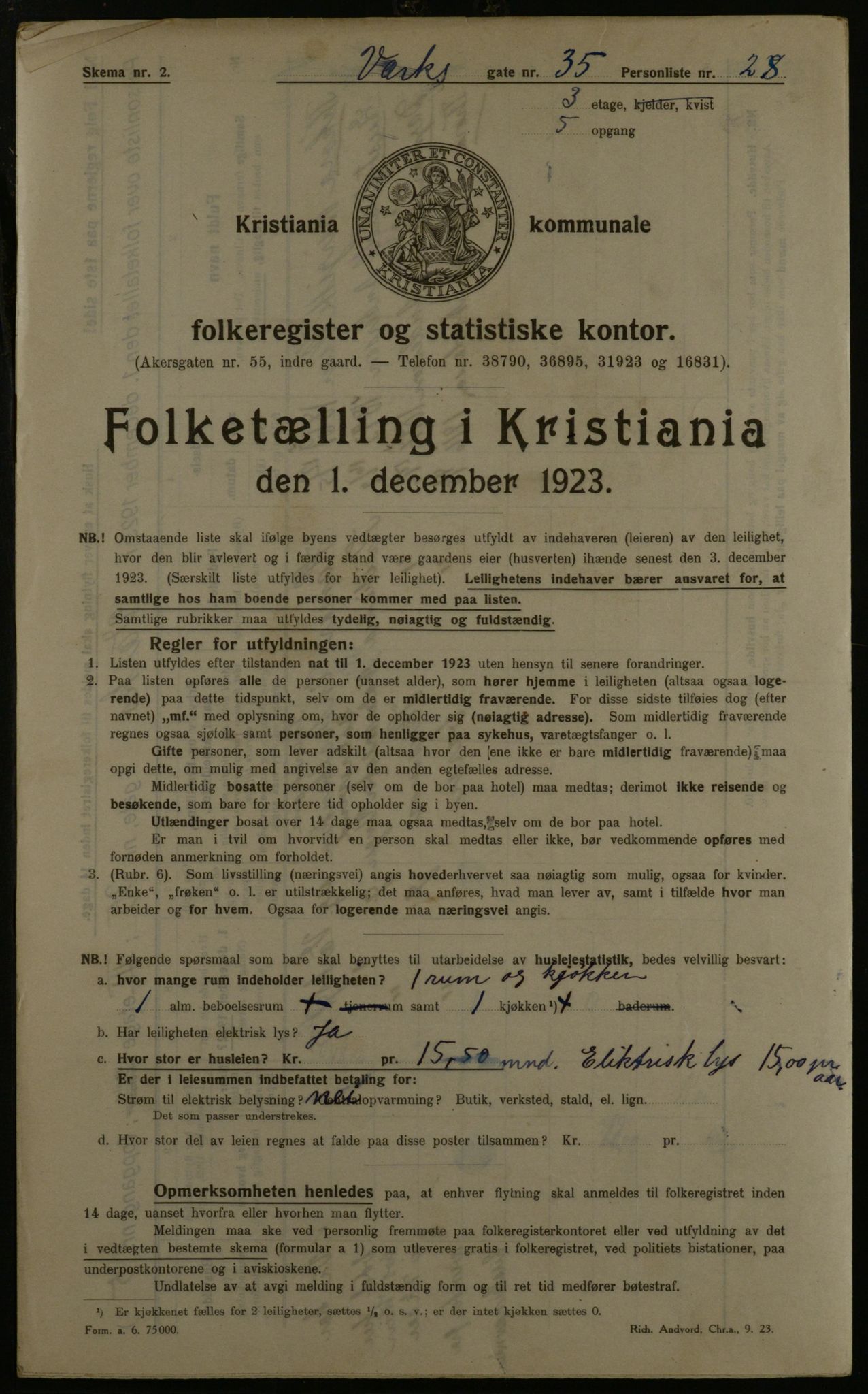 OBA, Municipal Census 1923 for Kristiania, 1923, p. 135183