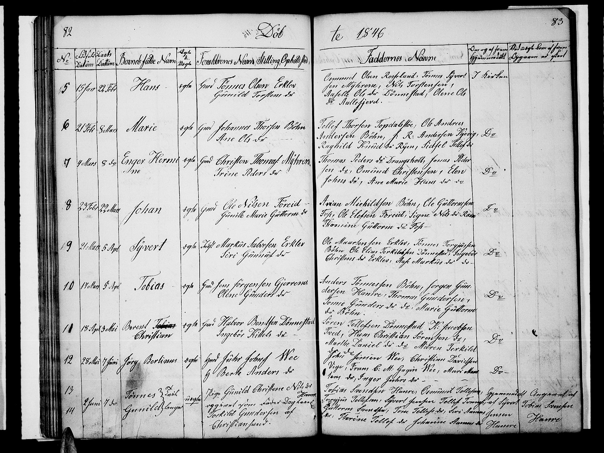 Tveit sokneprestkontor, AV/SAK-1111-0043/F/Fb/L0002: Parish register (copy) no. B 2, 1835-1854, p. 82-83