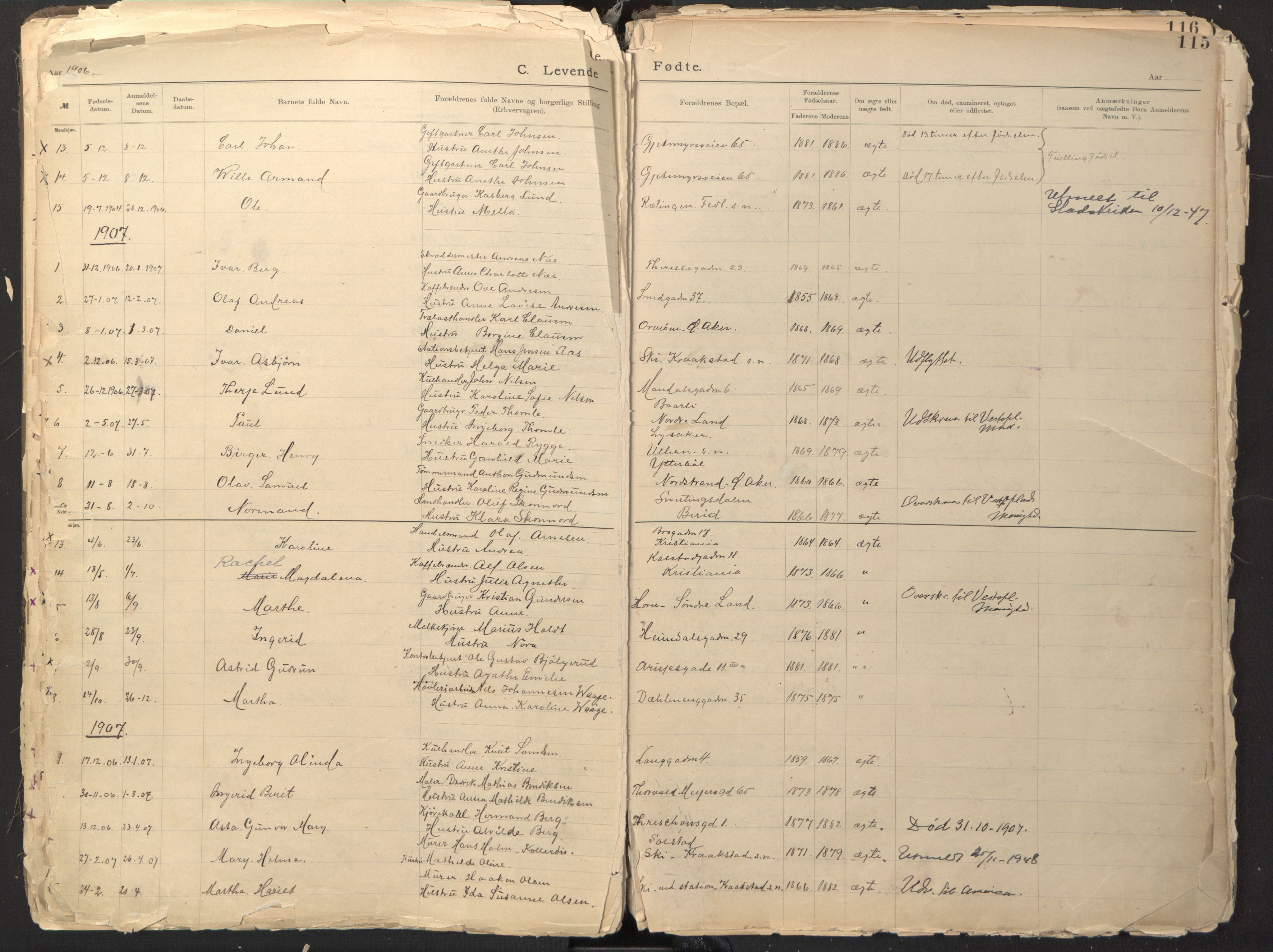 Den evangelisk-lutherske frikirke østre menighet, Oslo, AV/SAO-PAO-0245/F/L0002: Dissenter register no. 2, 1892-1936, p. 115