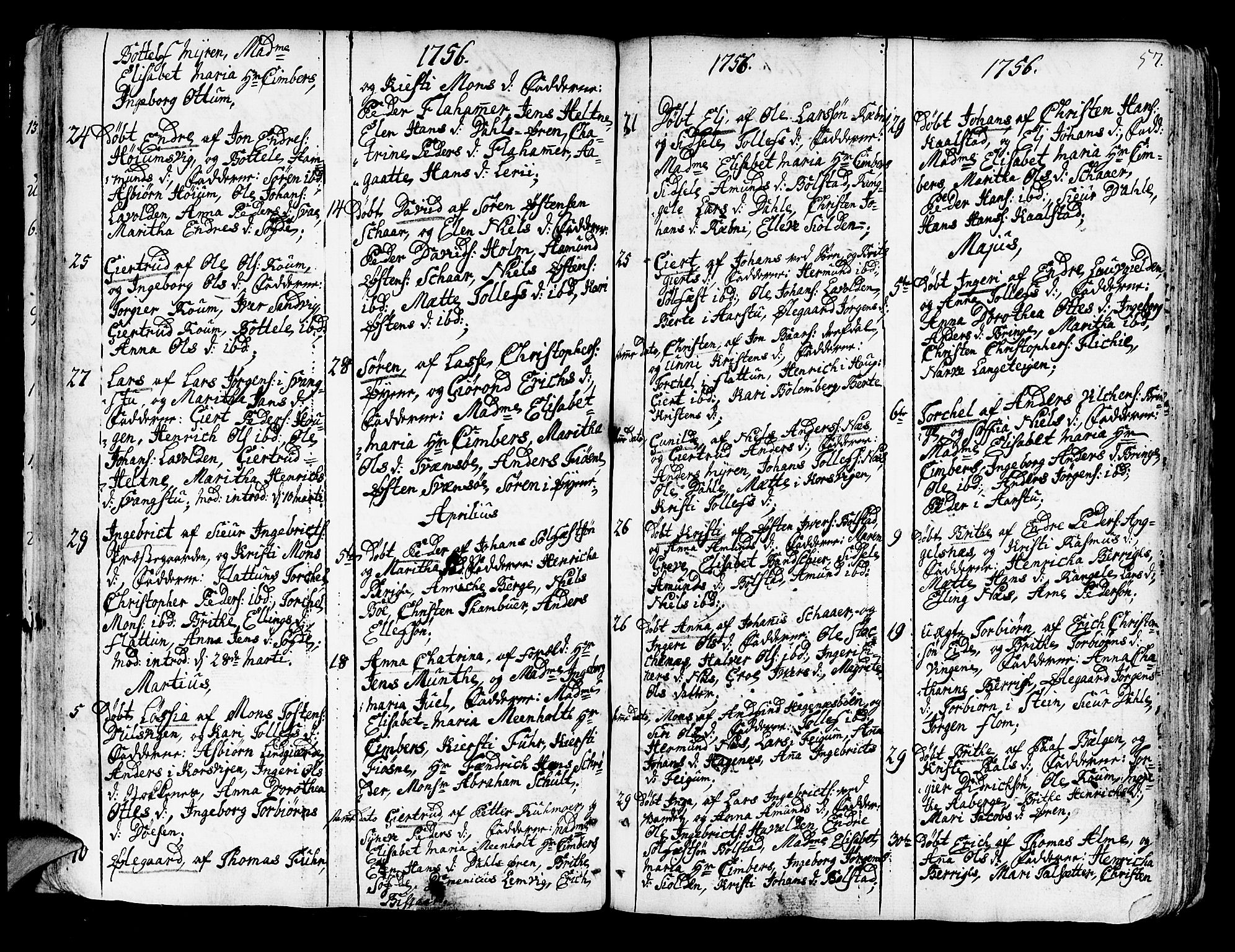 Luster sokneprestembete, SAB/A-81101/H/Haa/Haaa/L0001: Parish register (official) no. A 1, 1731-1803, p. 57