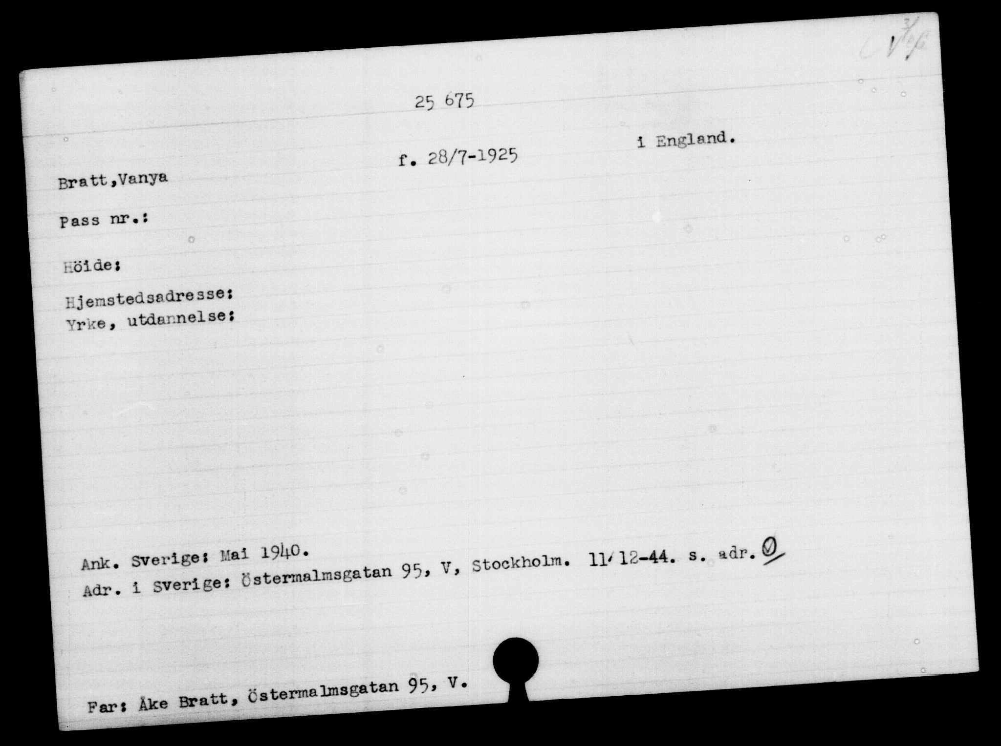 Den Kgl. Norske Legasjons Flyktningskontor, AV/RA-S-6753/V/Va/L0011: Kjesäterkartoteket.  Flyktningenr. 25300-28349, 1940-1945, p. 391
