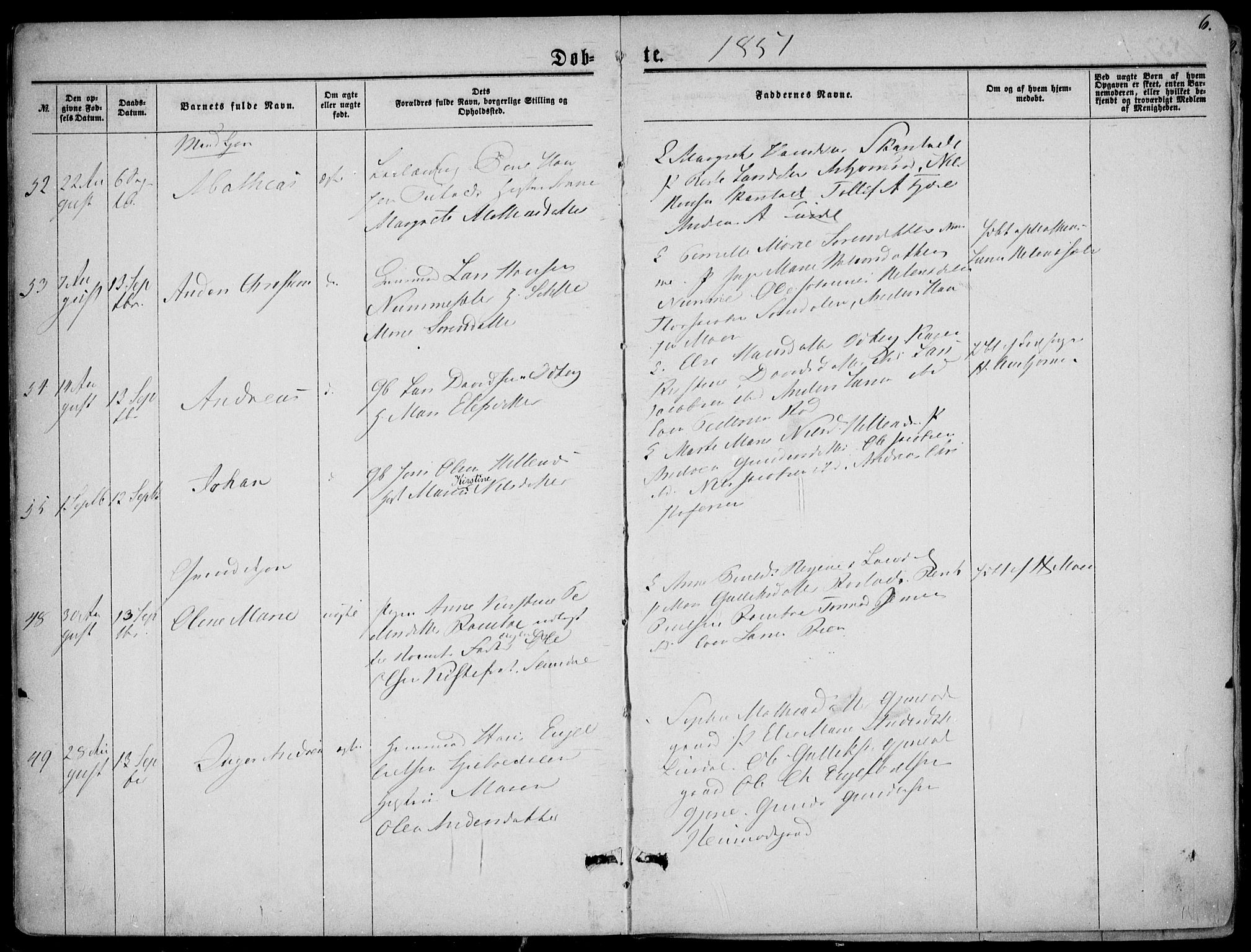 Hedrum kirkebøker, SAKO/A-344/F/Fa/L0007: Parish register (official) no. I 7, 1857-1868, p. 6