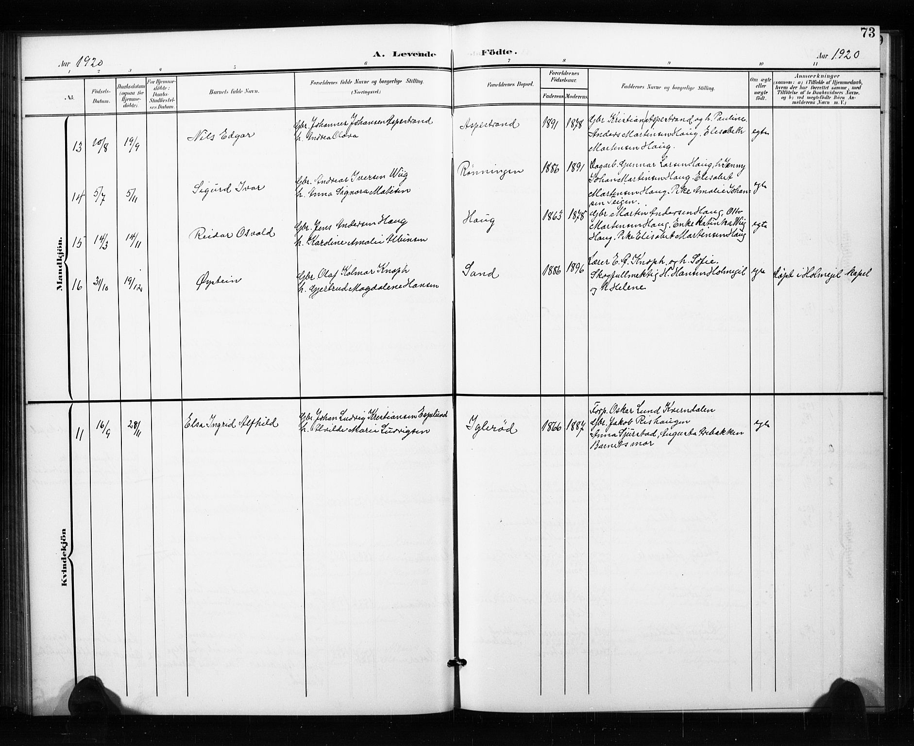Aremark prestekontor Kirkebøker, SAO/A-10899/G/Ga/L0002: Parish register (copy) no. I 2, 1901-1928, p. 73