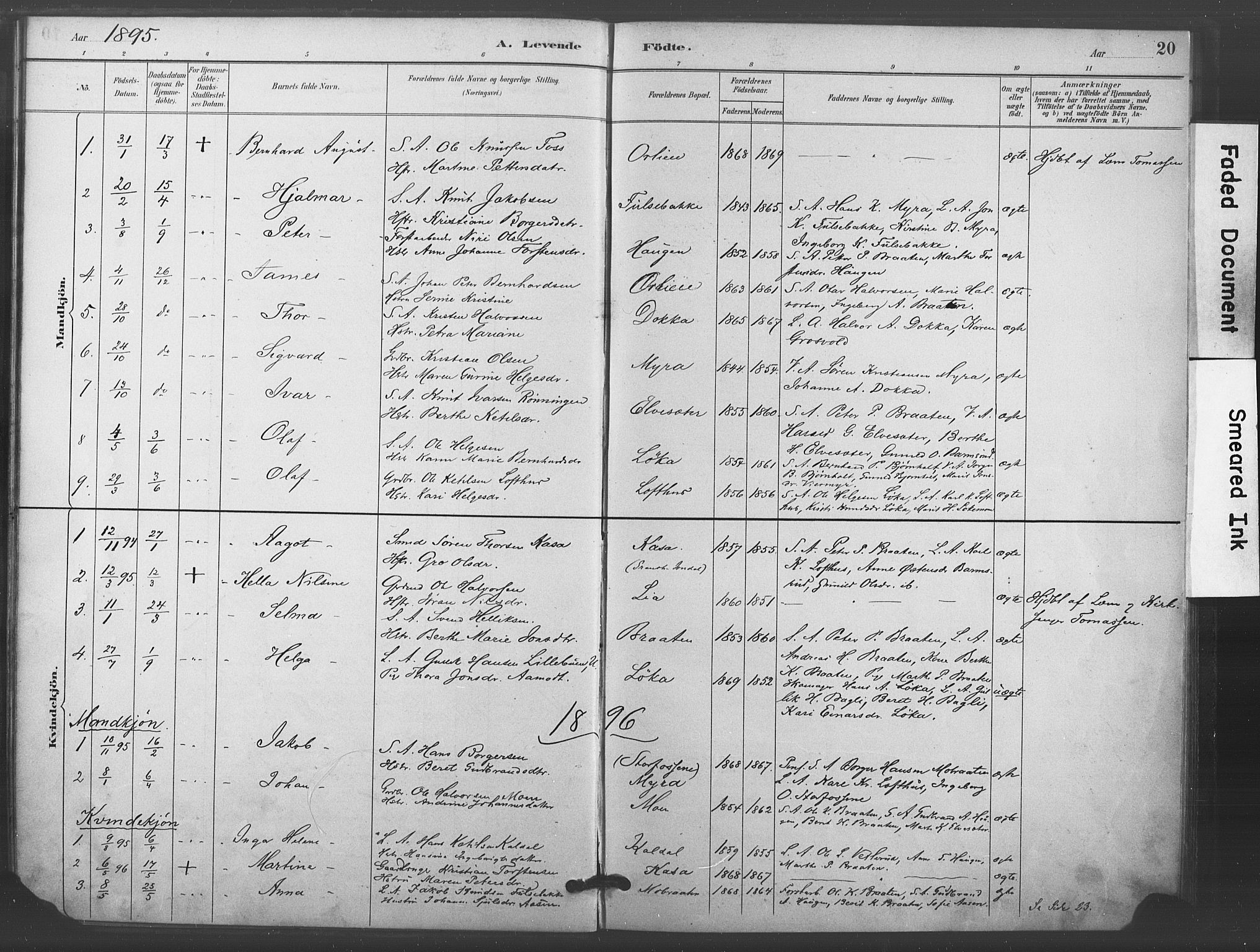 Kongsberg kirkebøker, SAKO/A-22/F/Fc/L0001: Parish register (official) no. III 1, 1883-1897, p. 20