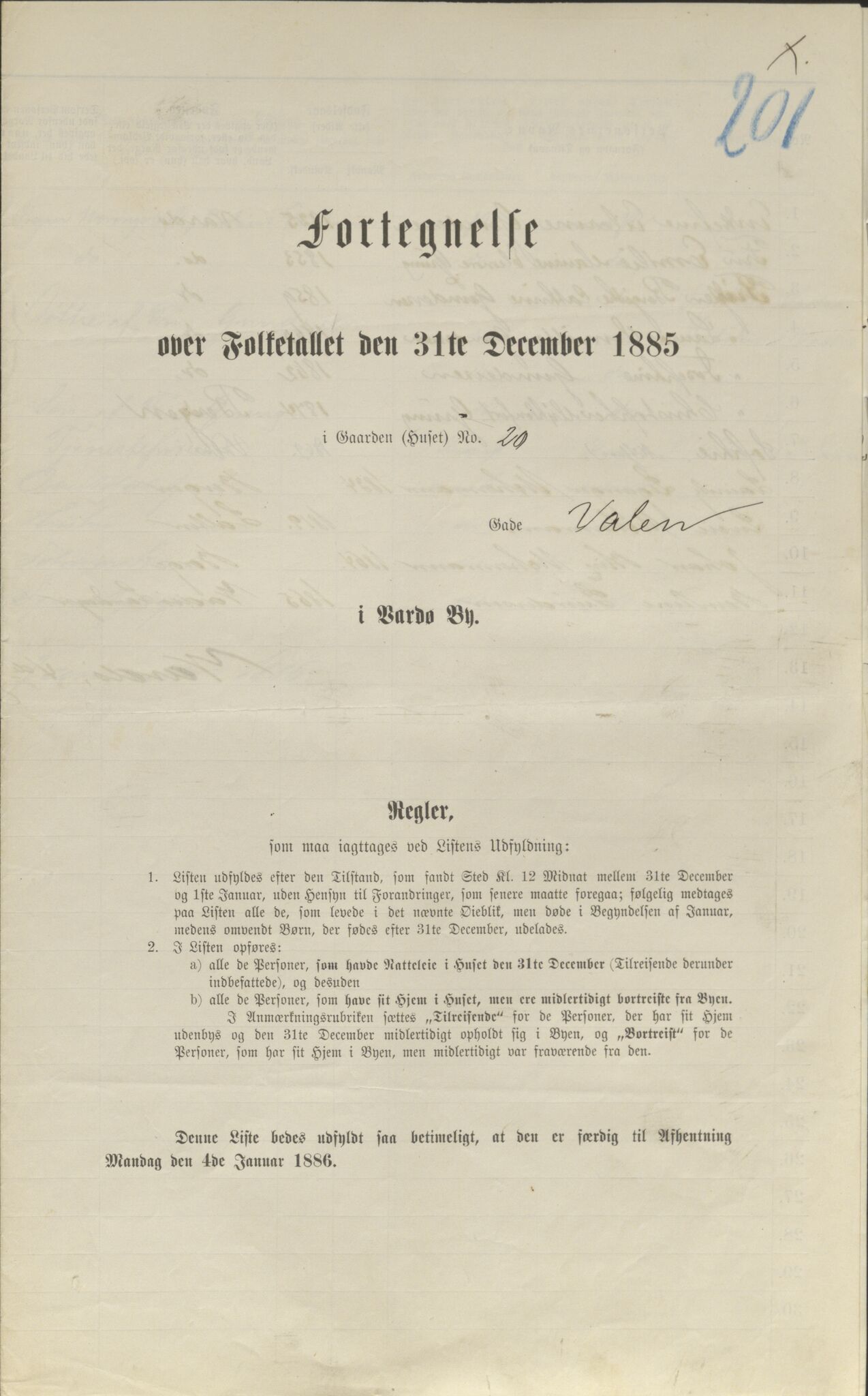 SATØ, 1885 census for 2002 Vardø, 1885, p. 201a