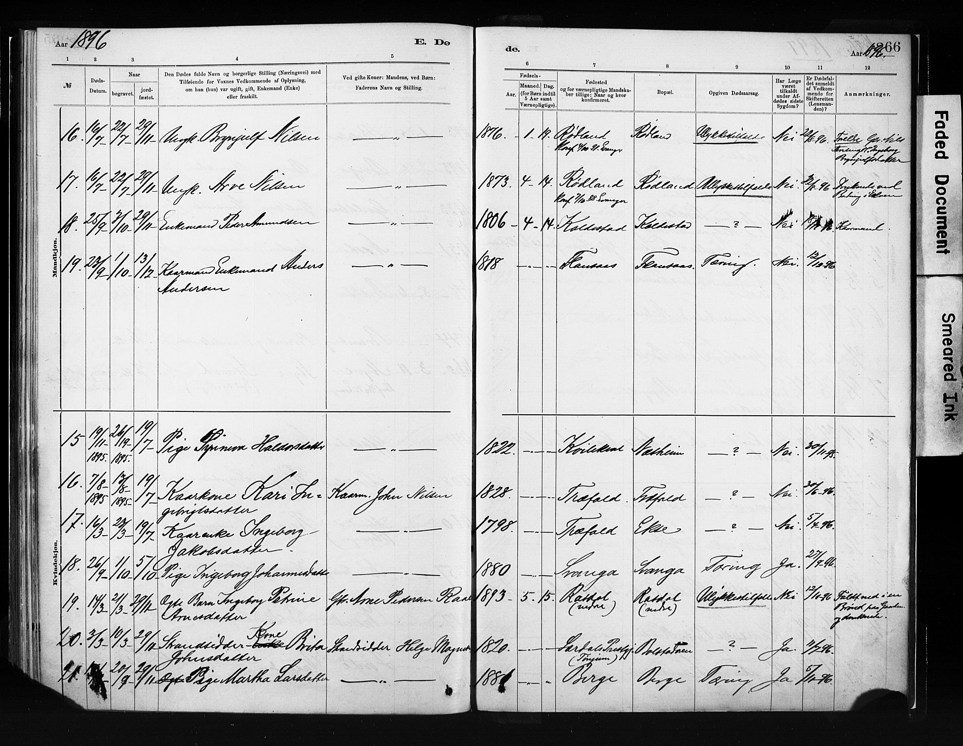 Evanger sokneprestembete, AV/SAB-A-99924: Parish register (official) no. A 1, 1877-1899, p. 266