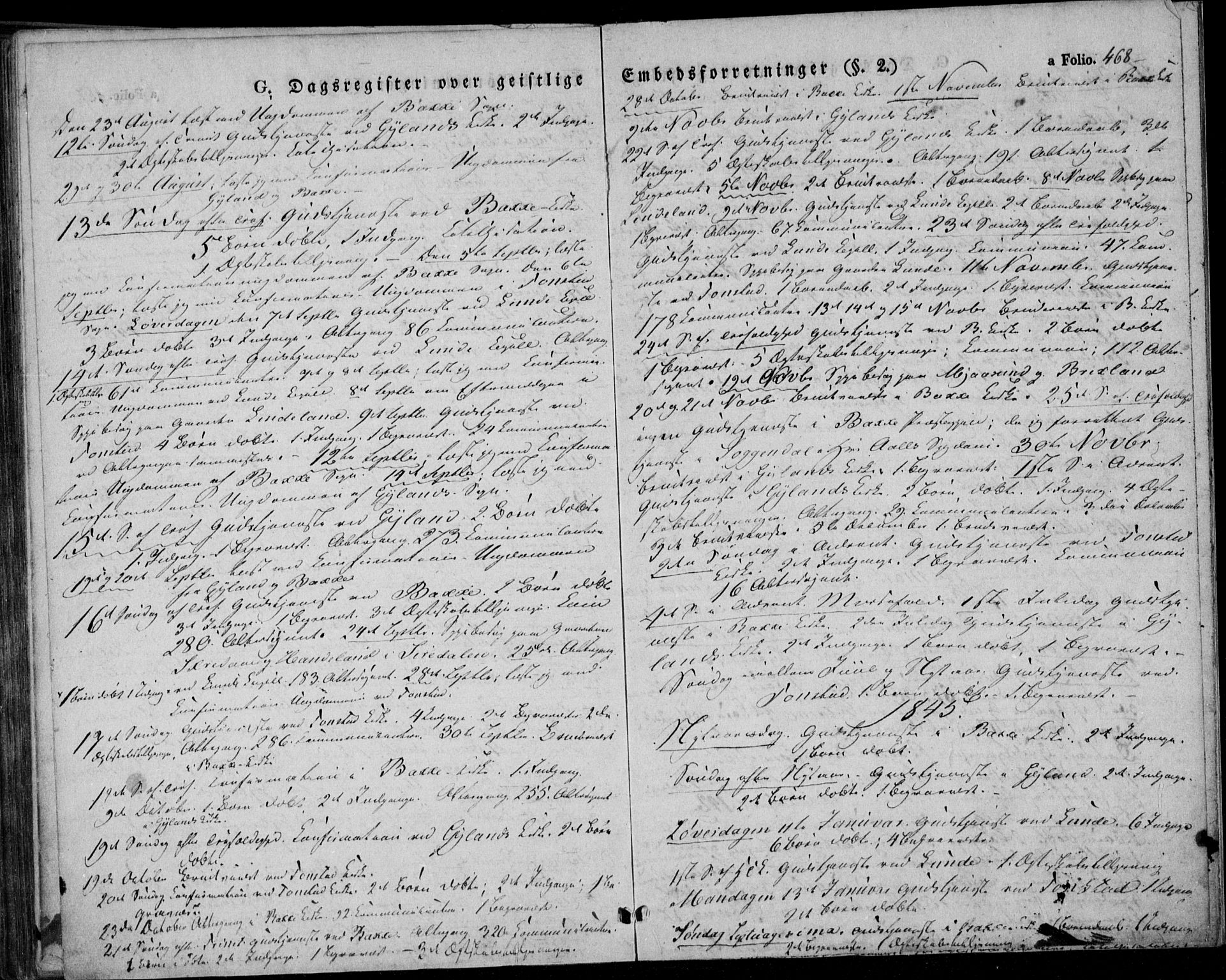 Bakke sokneprestkontor, SAK/1111-0002/F/Fa/Faa/L0004: Parish register (official) no. A 4, 1834-1846, p. 468