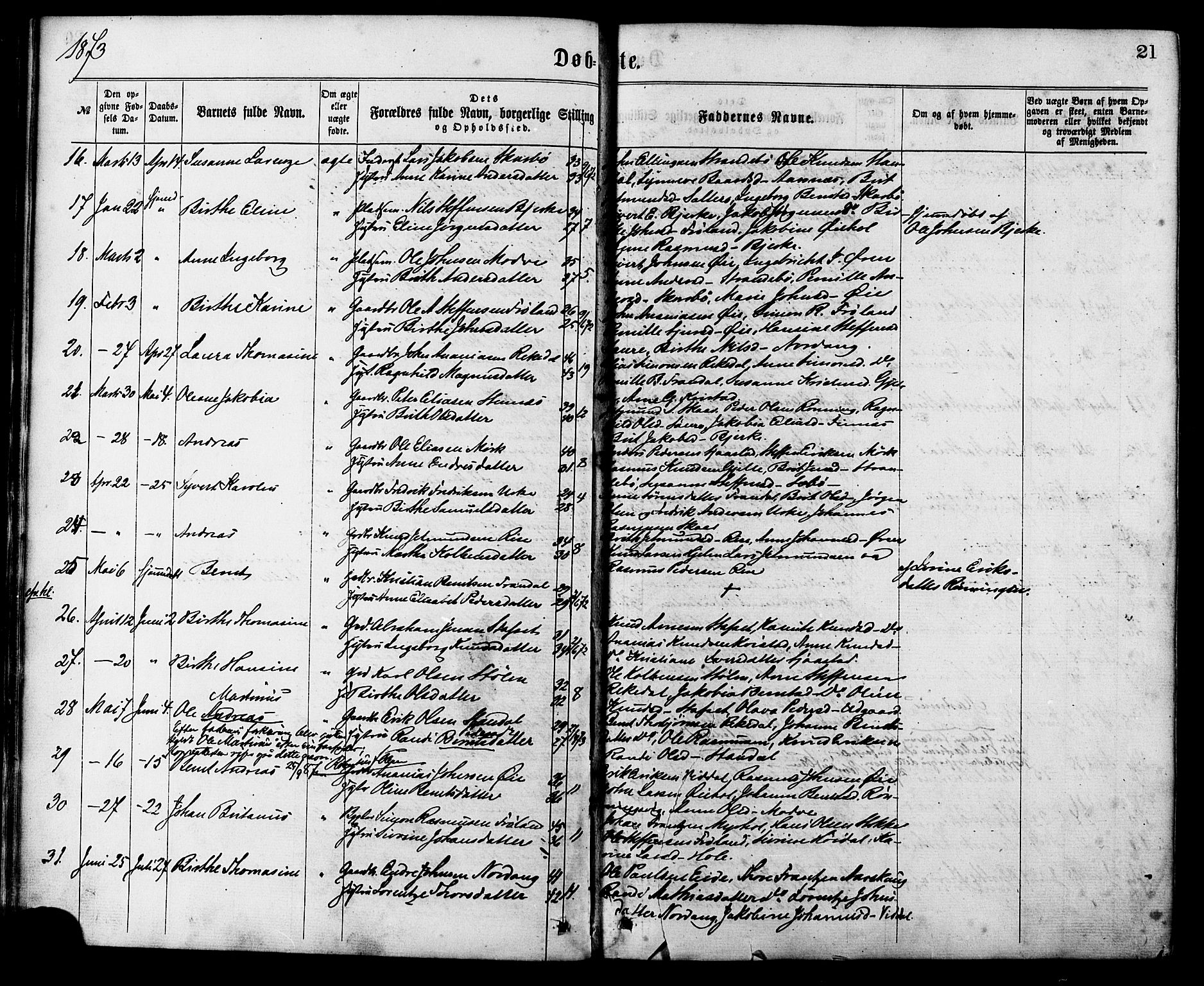 Ministerialprotokoller, klokkerbøker og fødselsregistre - Møre og Romsdal, AV/SAT-A-1454/515/L0210: Parish register (official) no. 515A06, 1868-1885, p. 21