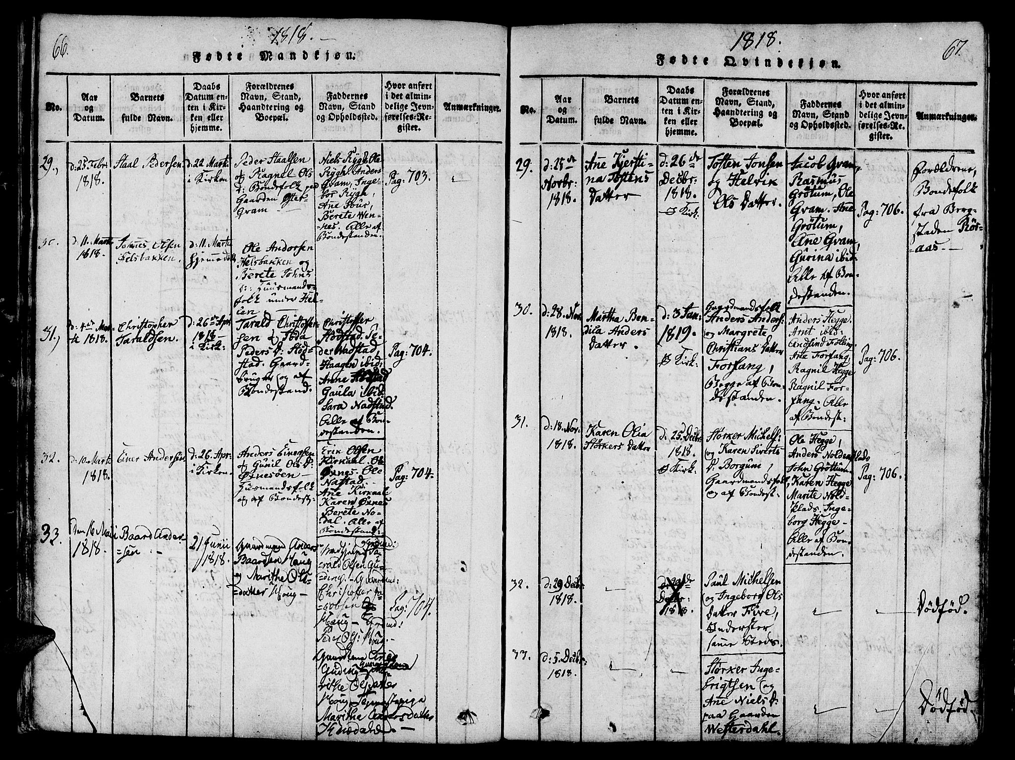 Ministerialprotokoller, klokkerbøker og fødselsregistre - Nord-Trøndelag, SAT/A-1458/746/L0441: Parish register (official) no. 746A03 /2, 1816-1827, p. 66-67