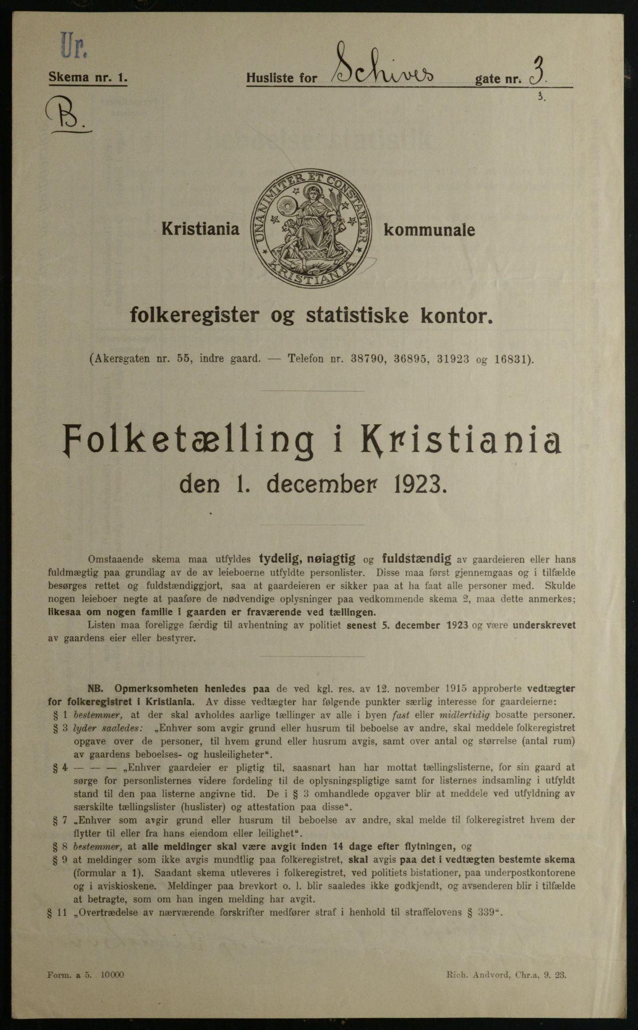 OBA, Municipal Census 1923 for Kristiania, 1923, p. 99353