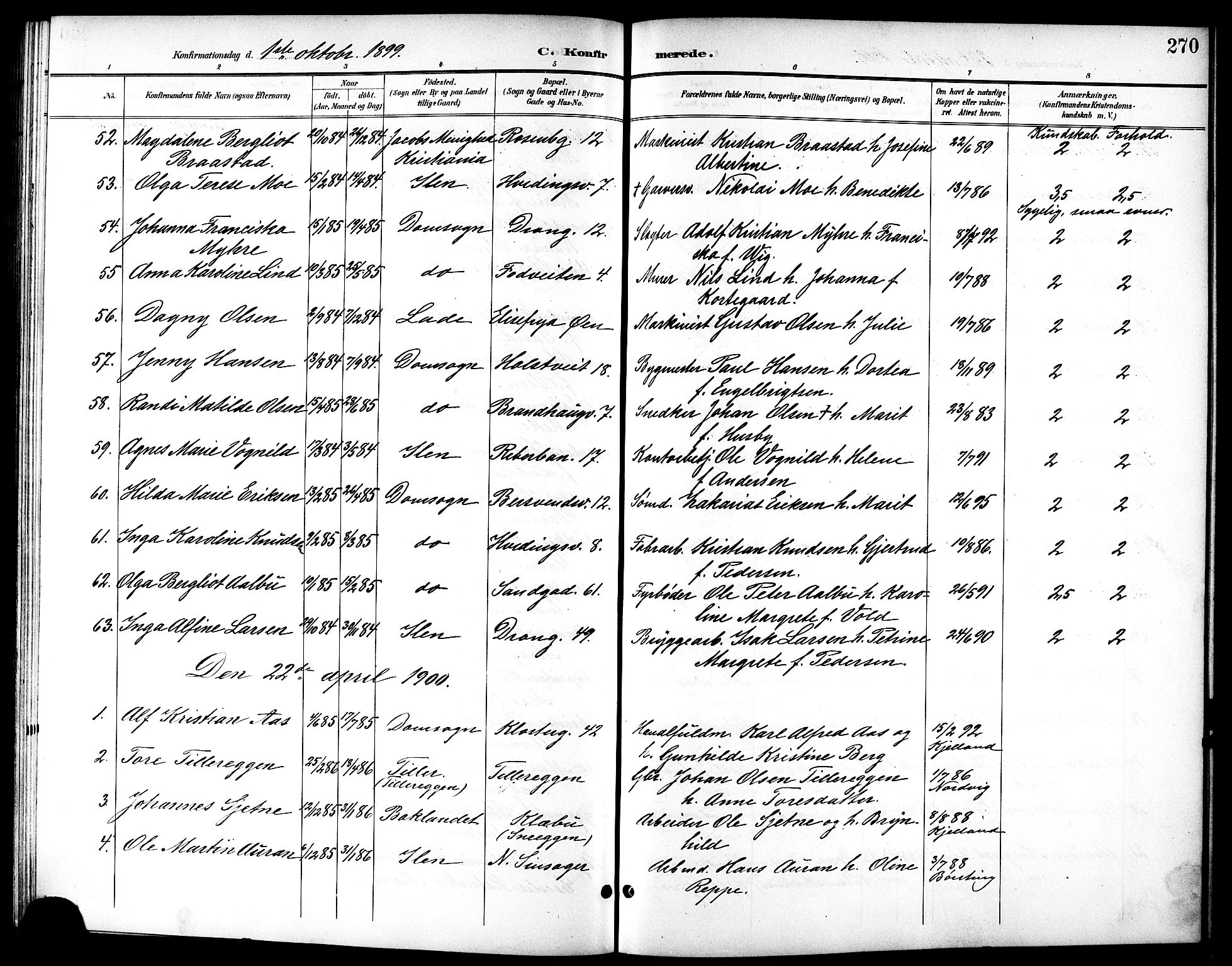 Ministerialprotokoller, klokkerbøker og fødselsregistre - Sør-Trøndelag, SAT/A-1456/601/L0094: Parish register (copy) no. 601C12, 1898-1911, p. 270