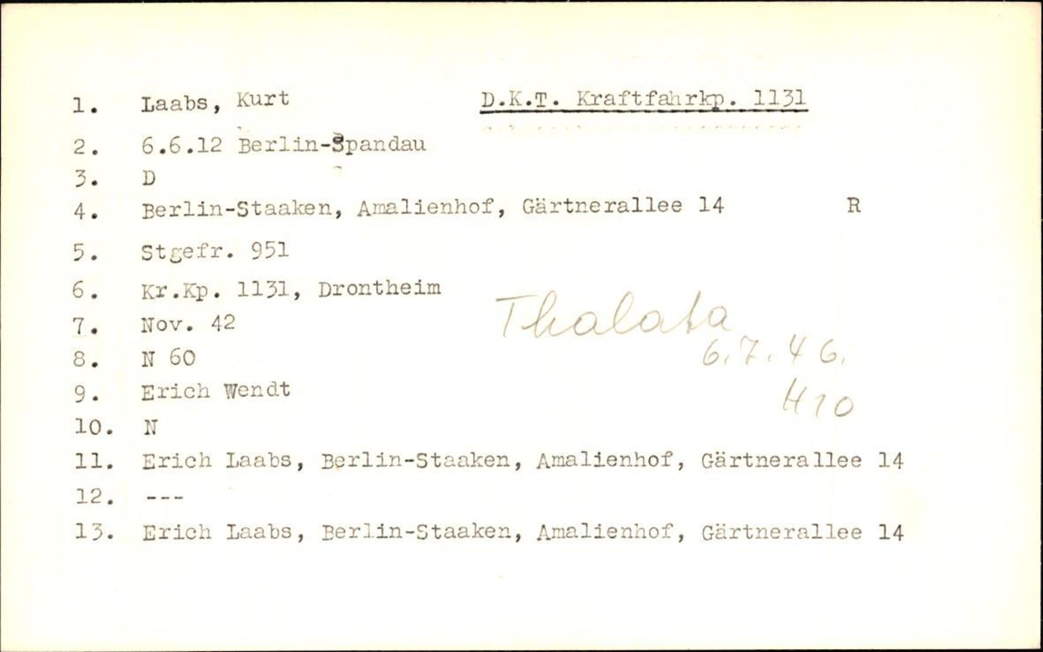 Hjemsendte tyskere , AV/RA-RAFA-6487/D/Db/L0017: Küchler-Liedkte, 1945-1947, p. 439