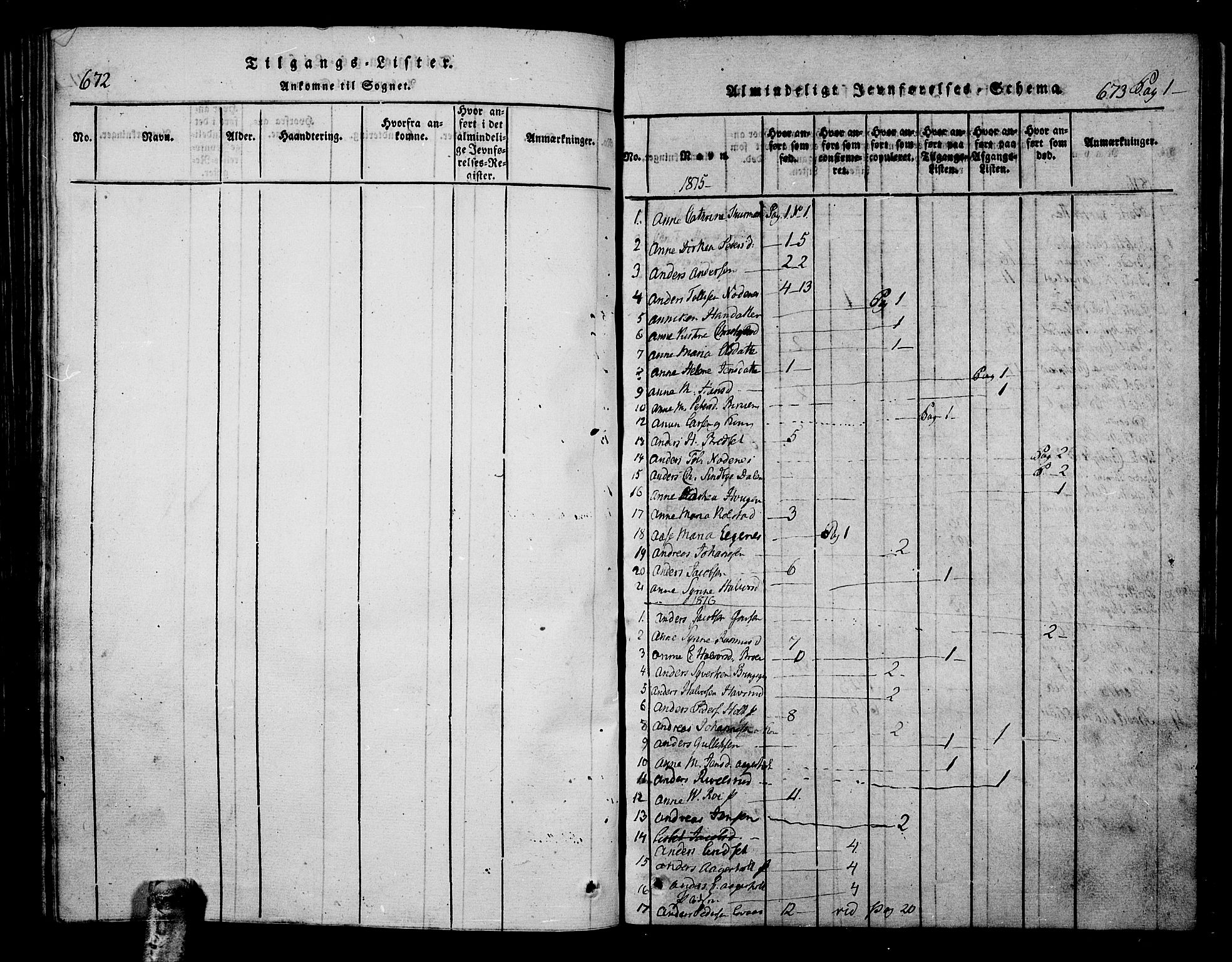 Hof kirkebøker, SAKO/A-64/F/Fa/L0004: Parish register (official) no. I 4, 1814-1843, p. 672-673