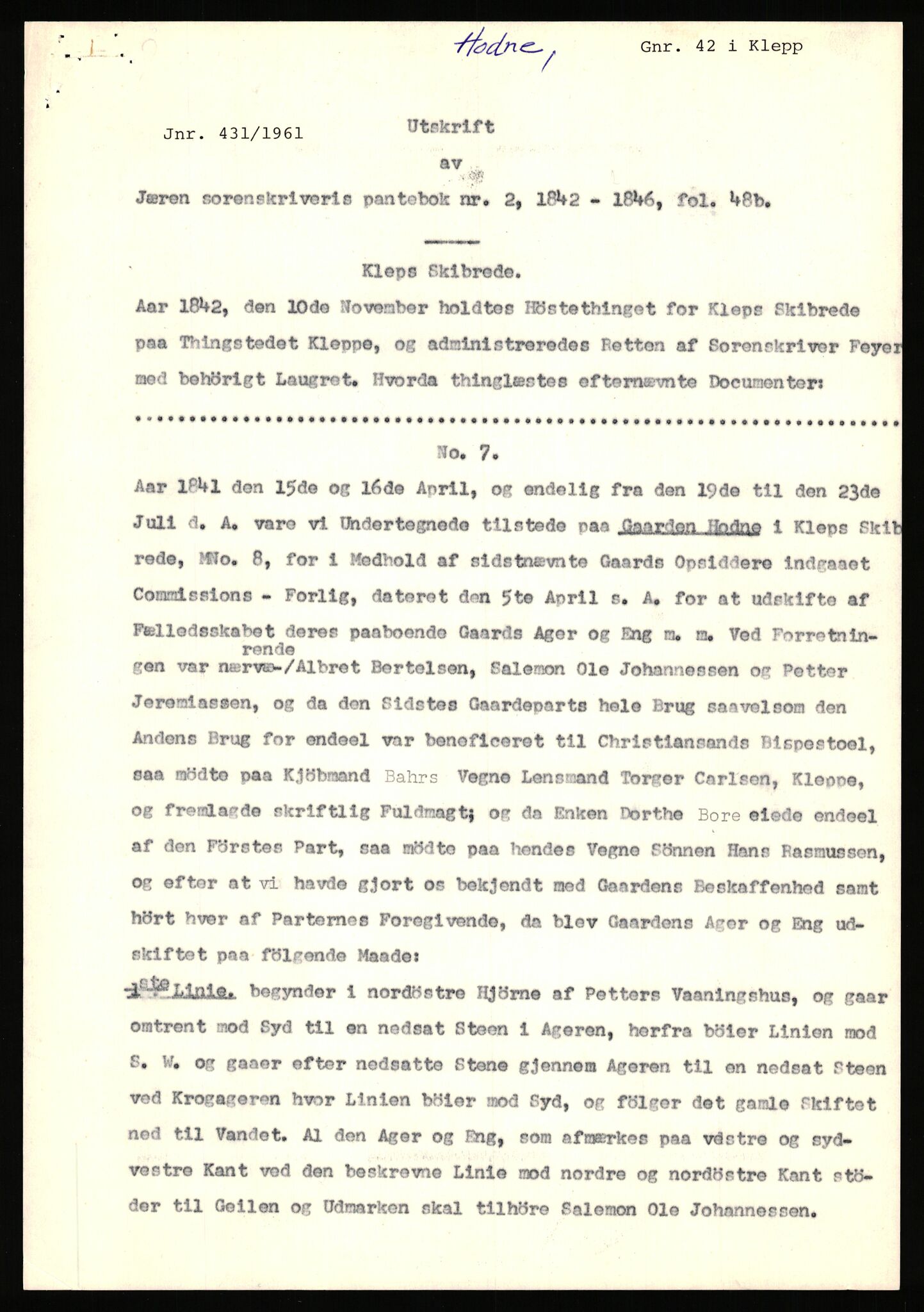 Statsarkivet i Stavanger, AV/SAST-A-101971/03/Y/Yj/L0038: Avskrifter sortert etter gårdsnavn: Hodne - Holte, 1750-1930, p. 2